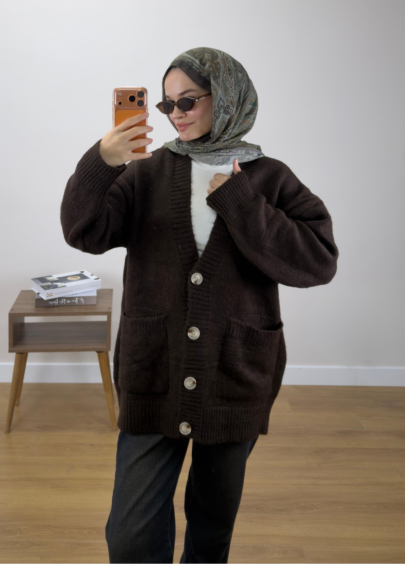 Adena Triko Hırka Kahve 