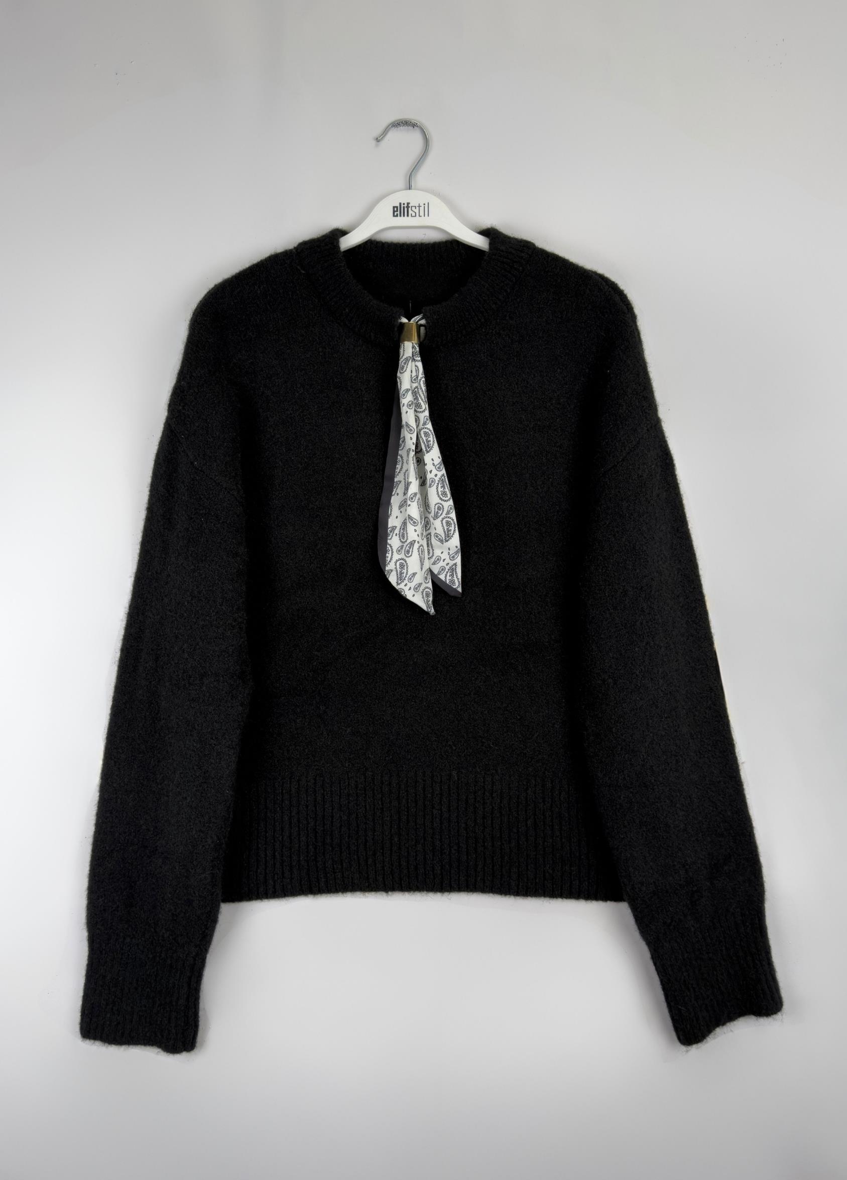 Alba Fularlı Kazak Siyah 