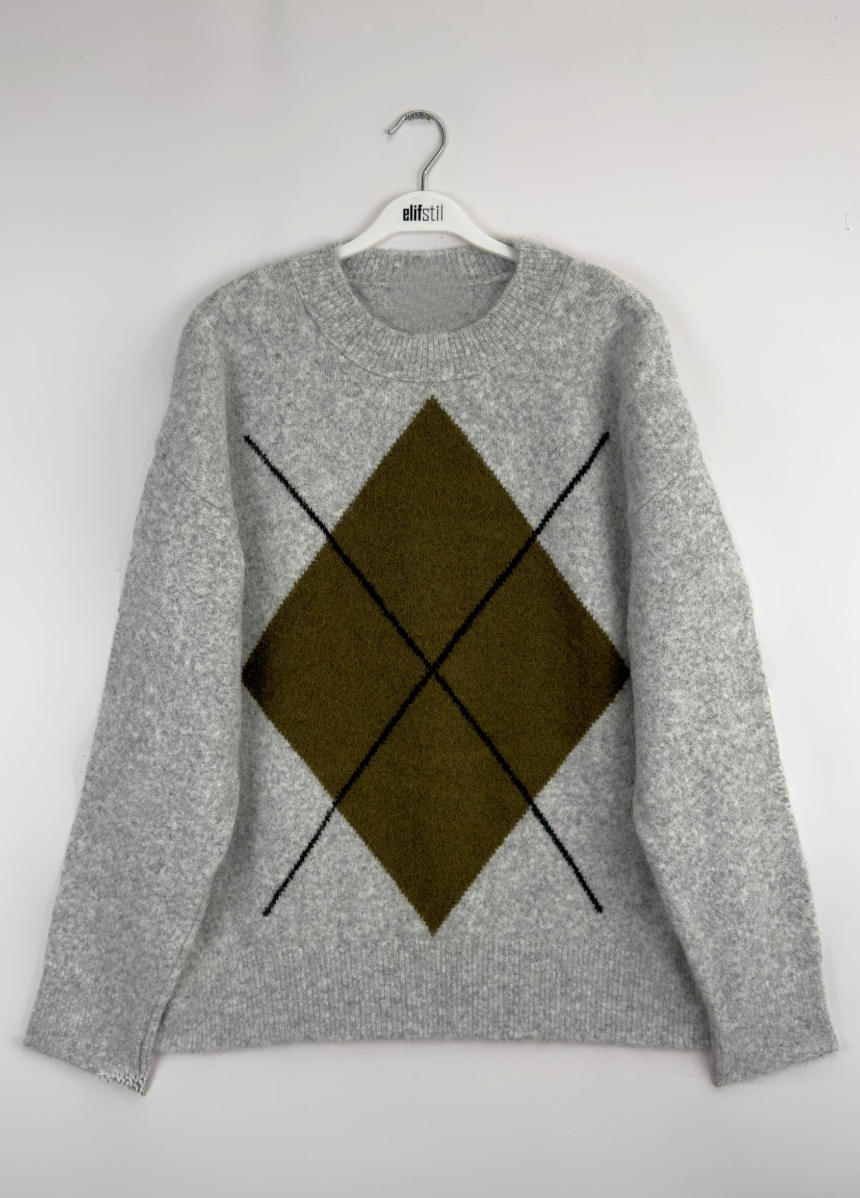 Almira Baklava Desen Kazak Gri 