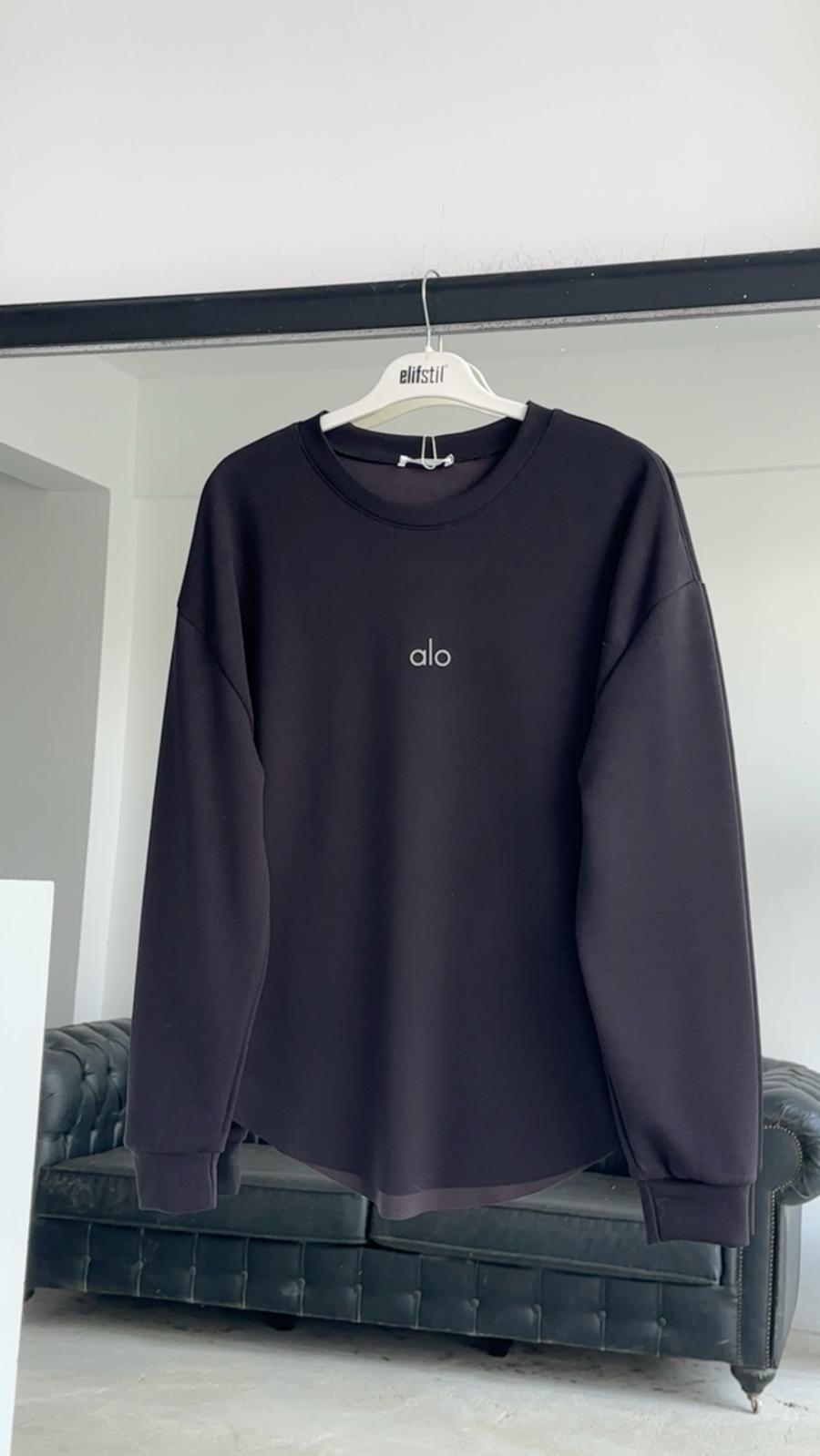 Alo Baskılı Sweat Siyah