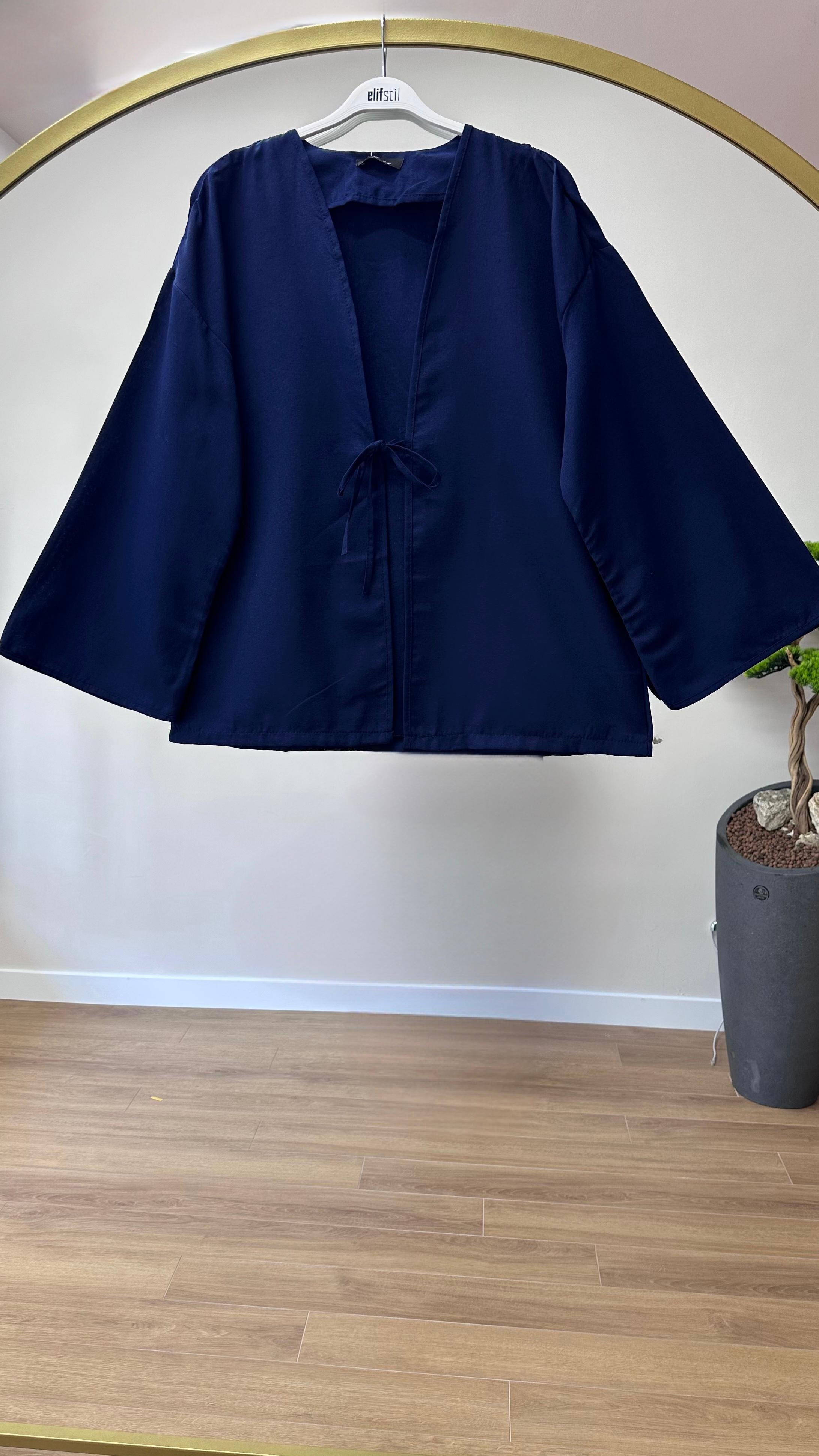 Bağcıklı Kimono Lacivert 
