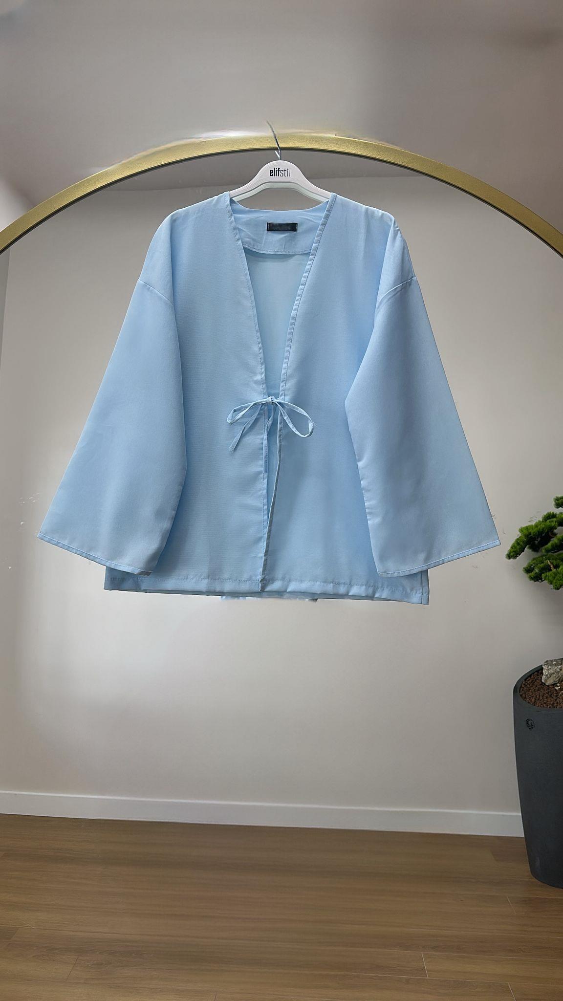 Bağcıklı Kimono Mavi