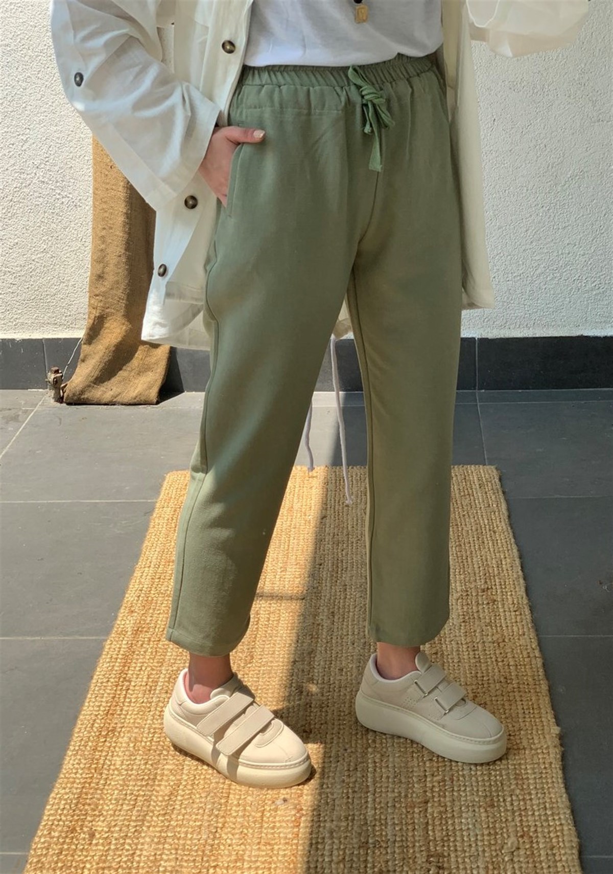 Bağcıklı Pantolon Haki