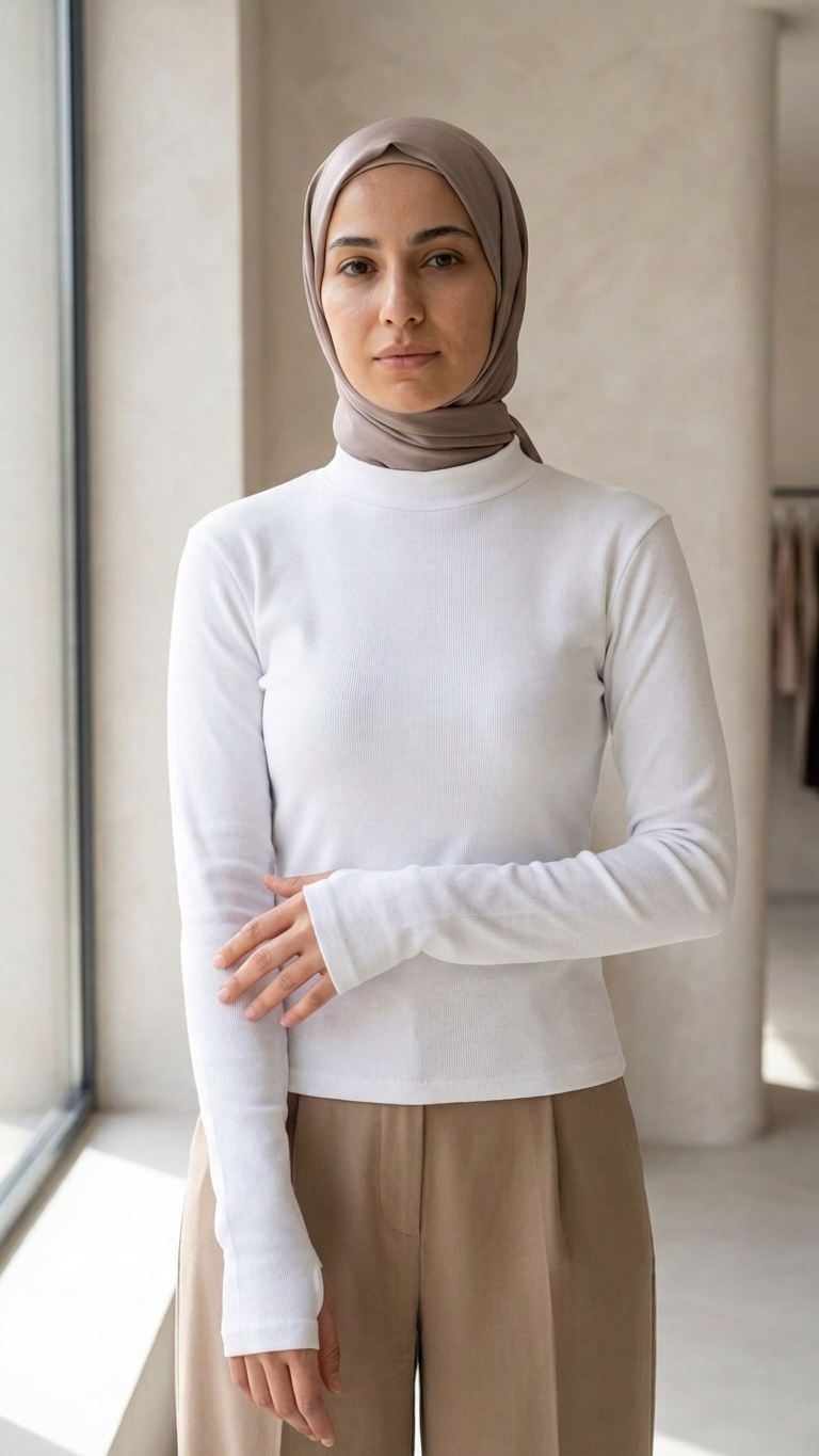 Balıkçı Yaka Parmak Geçmeli Body  Beyaz 