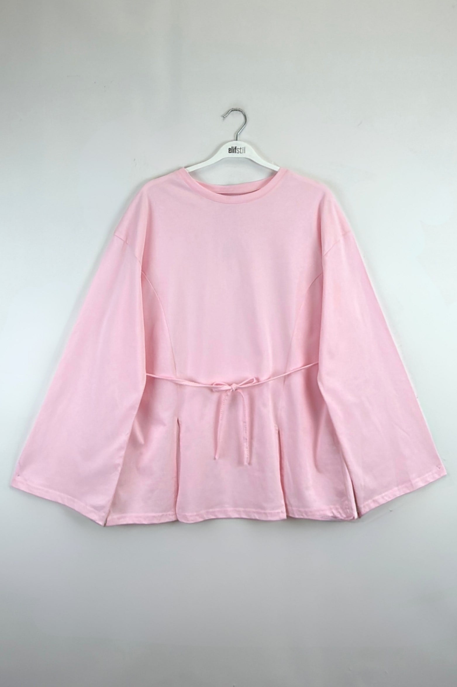 Basıc Bağlamalı Tunik Pembe