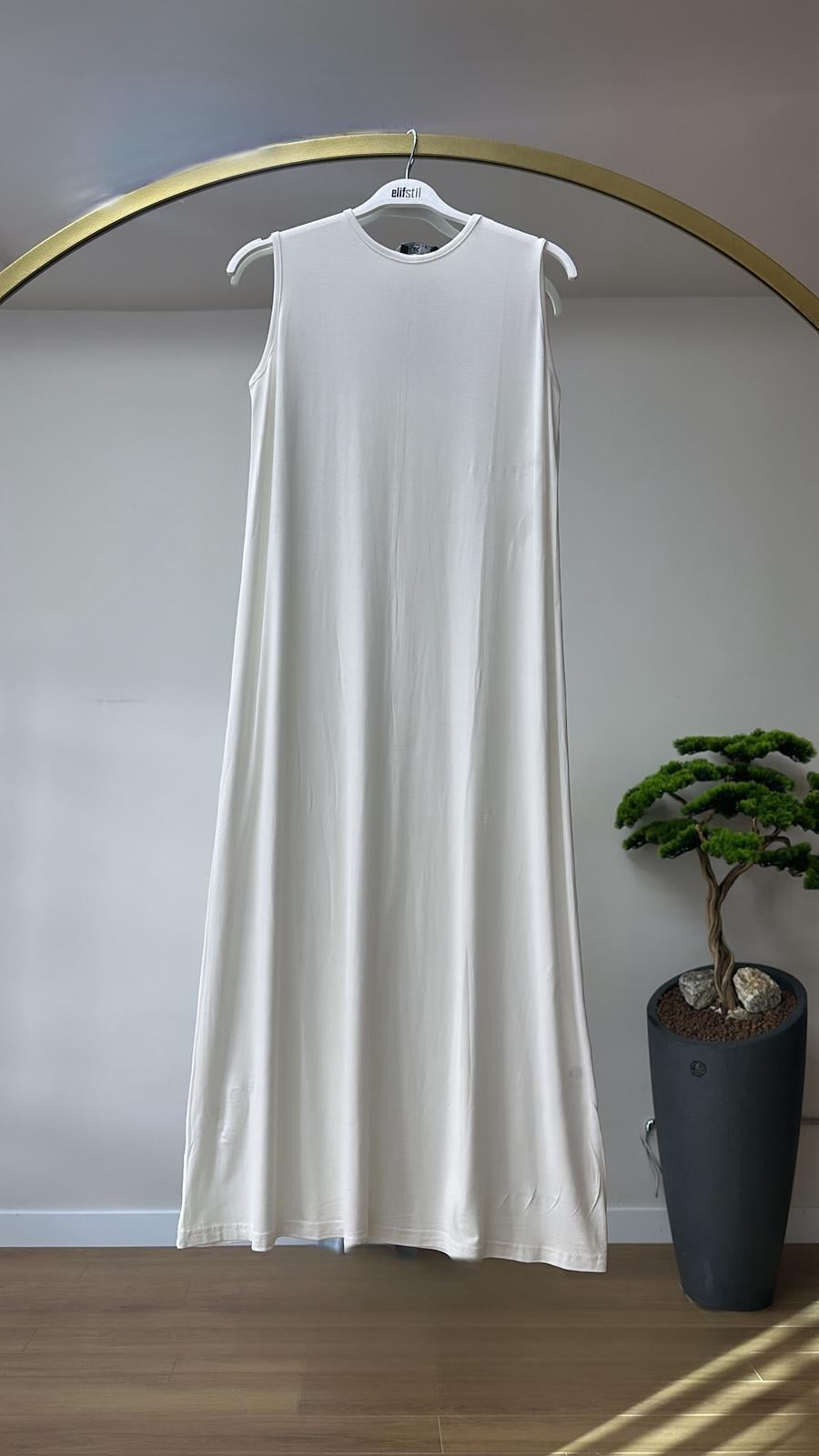 Basıc İçlik Elbise Beyaz