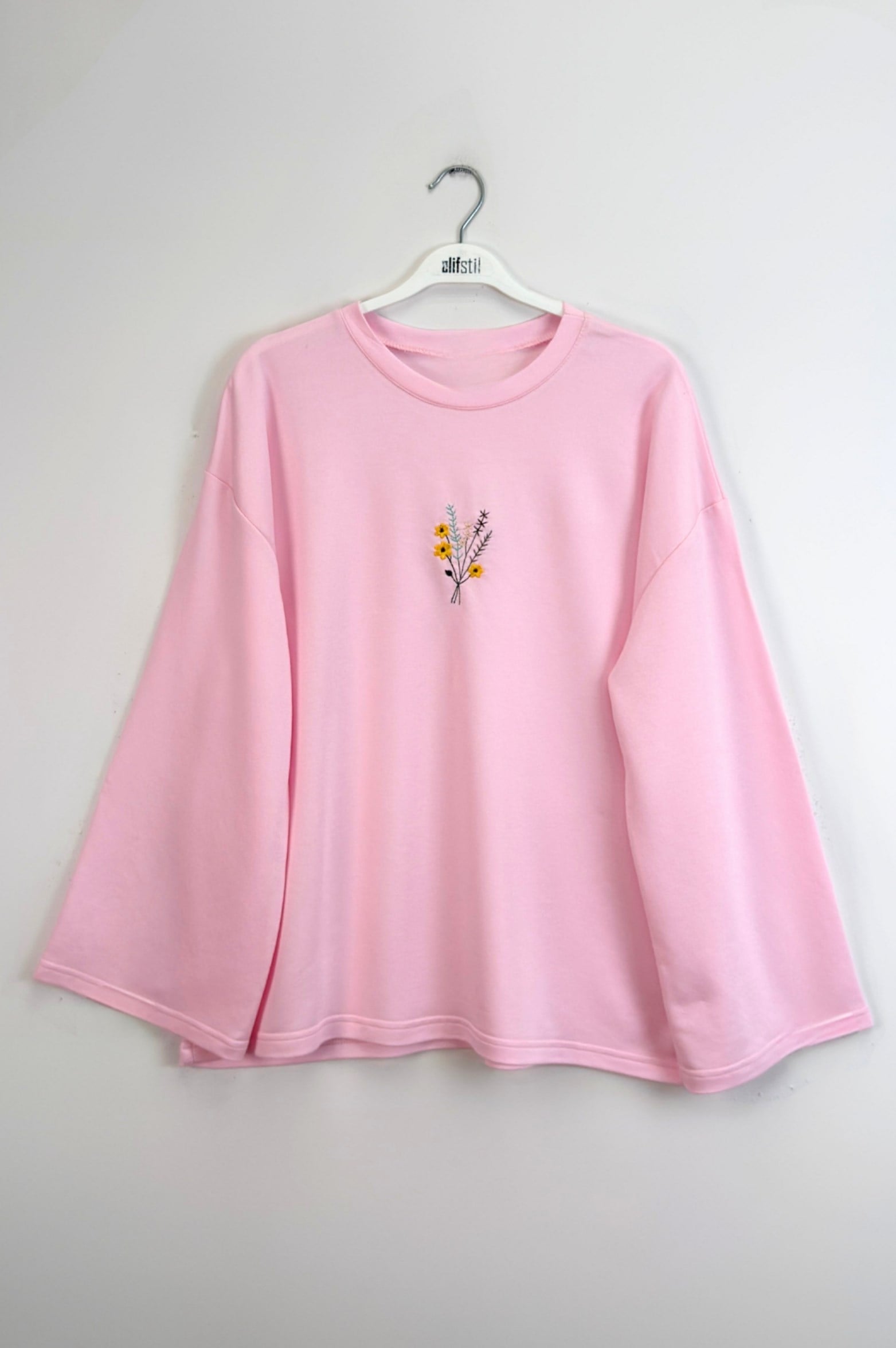 Basıc Nakışlı Tunik Pembe 