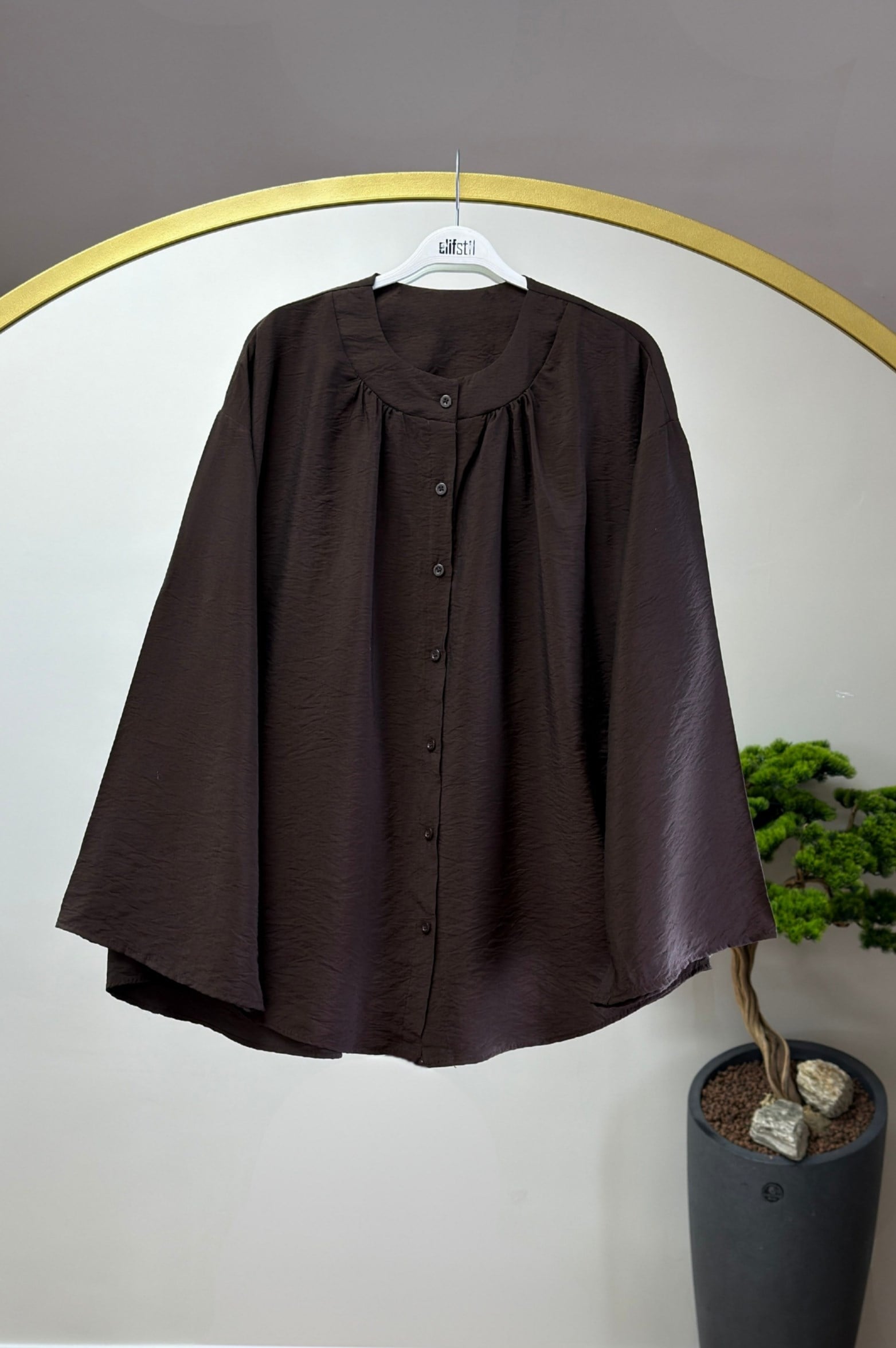 Bisiklet Yaka Gömlek Kahve 