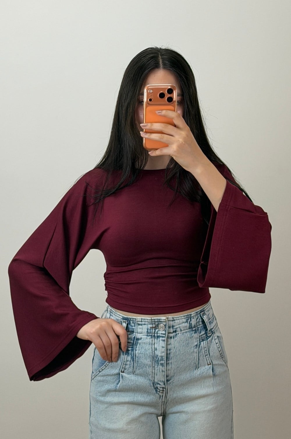 Büzgülü Bluz Bordo