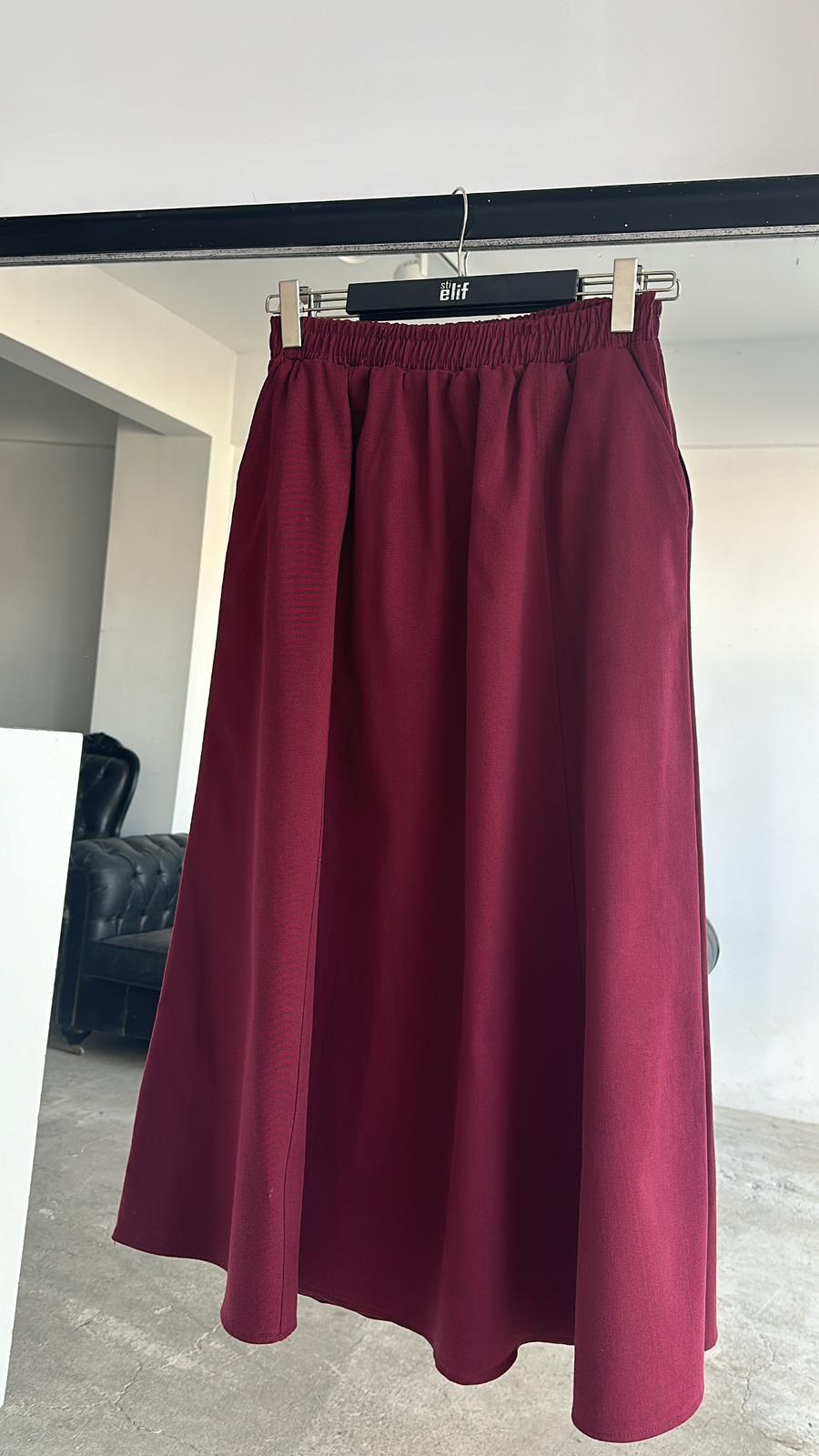 Cepli Gabardin Etek Bordo