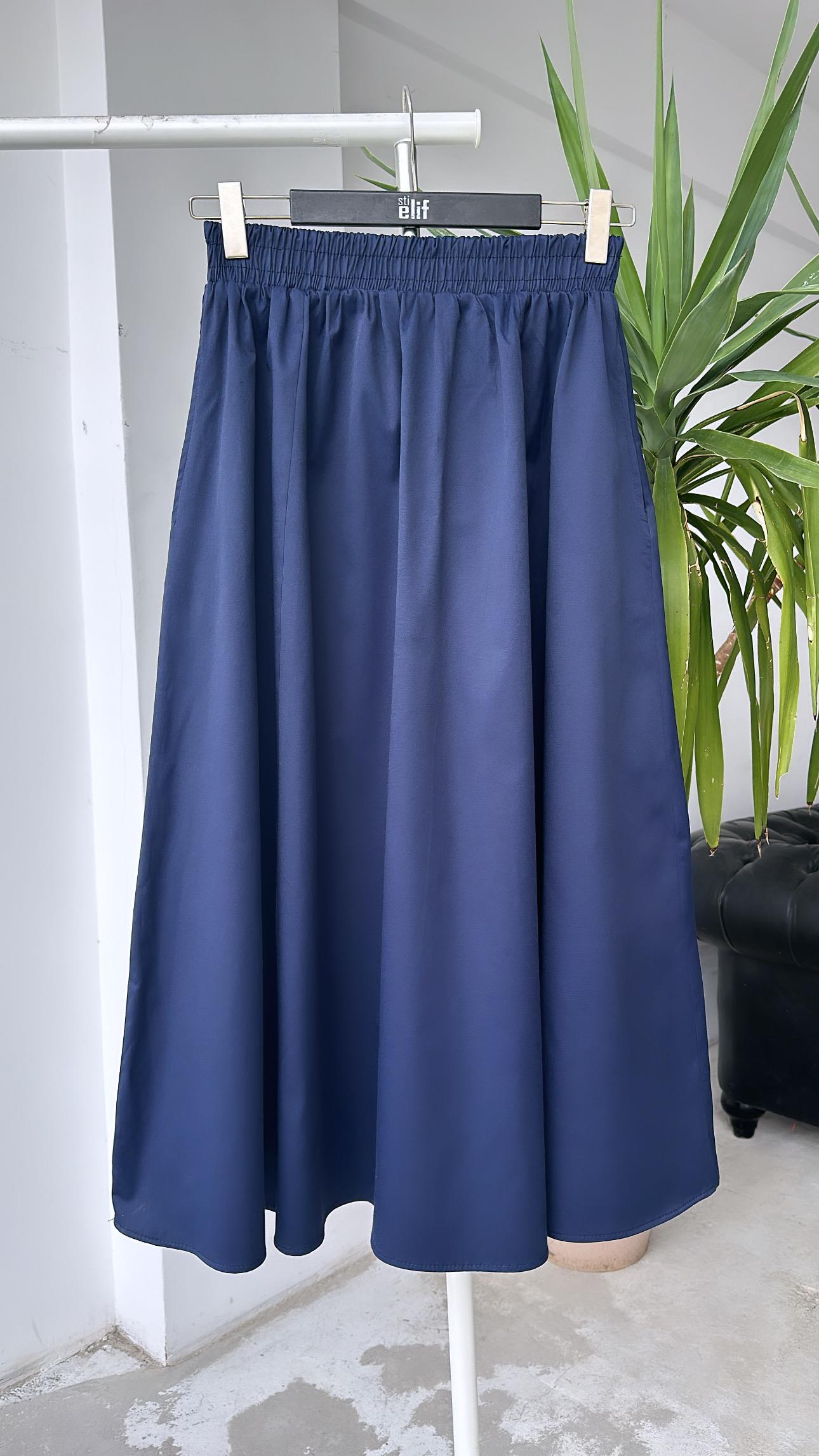 Cepli Poplin Etek Lacivert