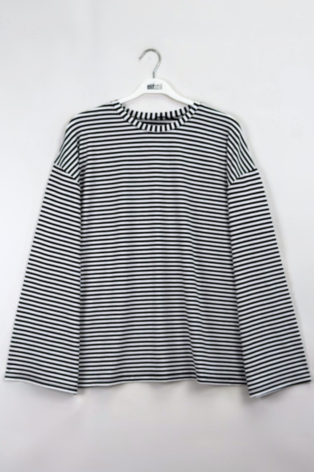Çizgili Basic Sweat Siyah