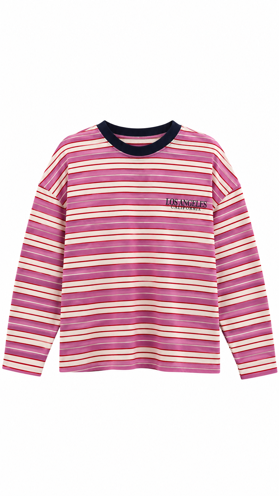 Çizgili Yazılı Sweat Pembe