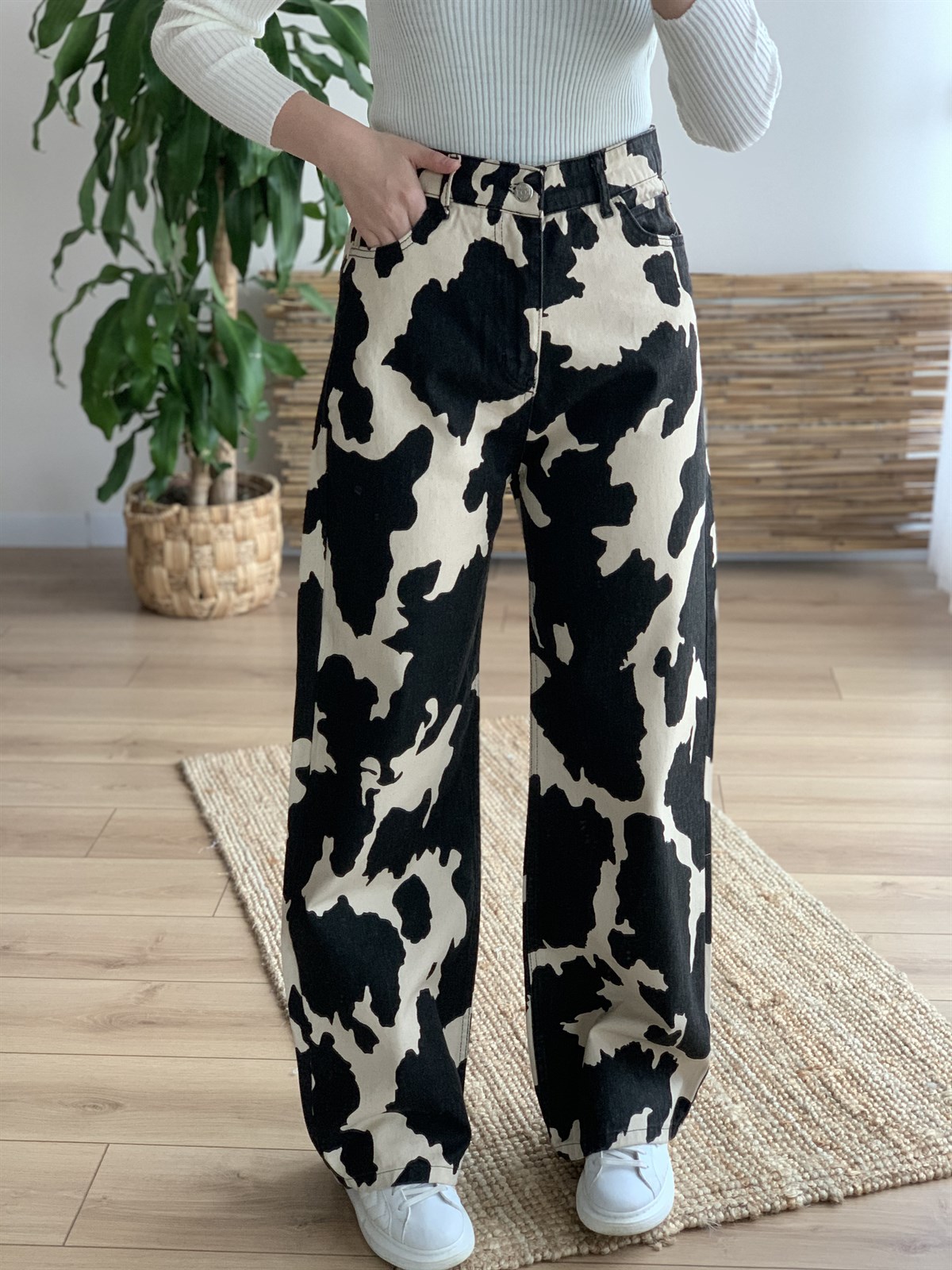 Cow Desen Pantolon | Elifstil