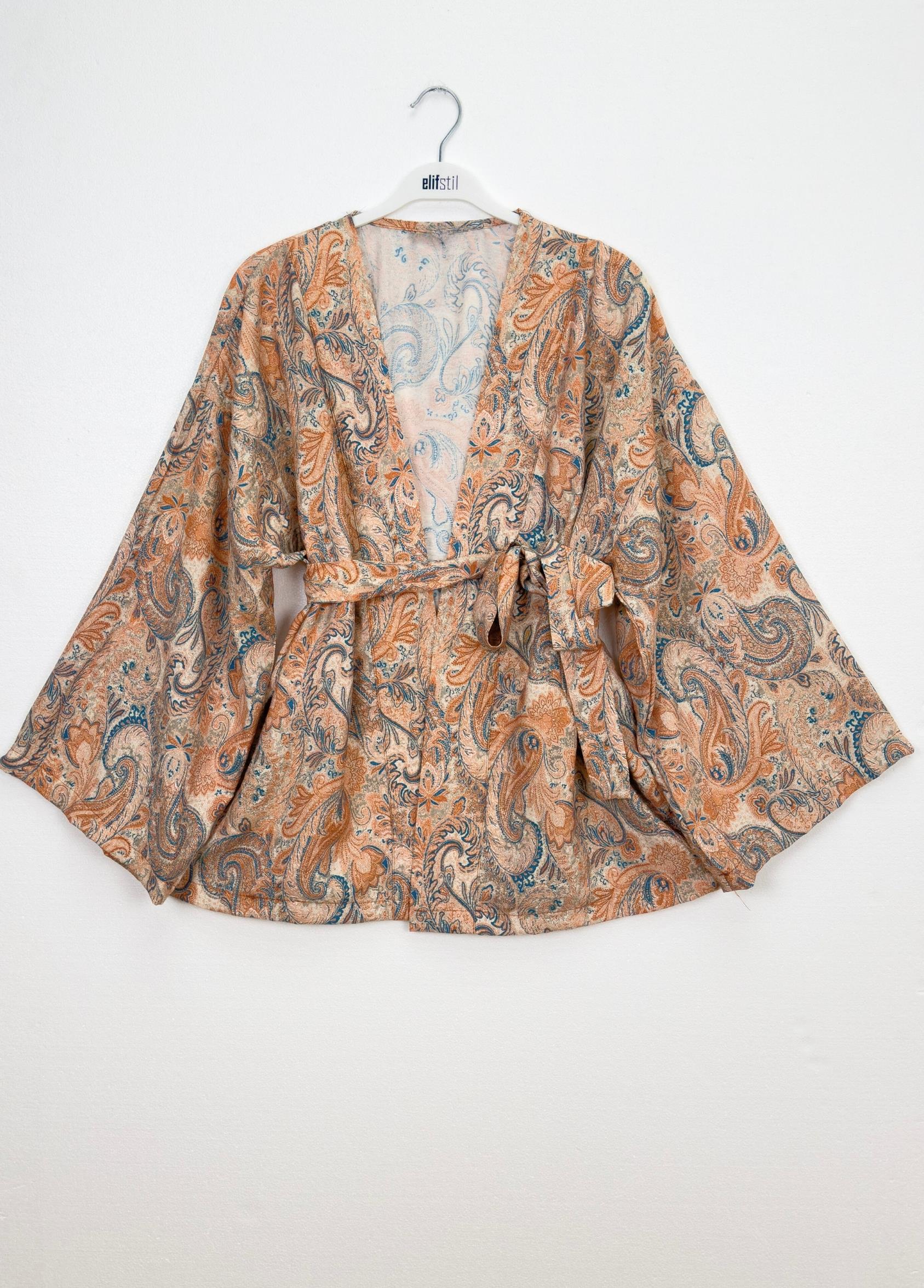 Desenli Kimono Turuncu