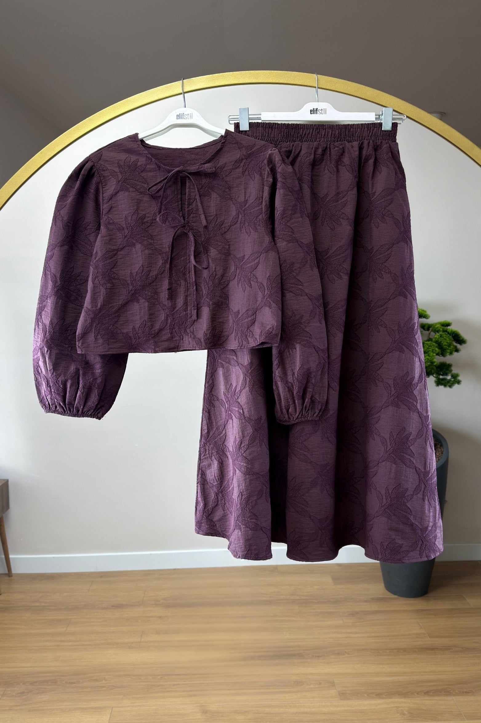 Etnik Desen Takım Mürdüm 