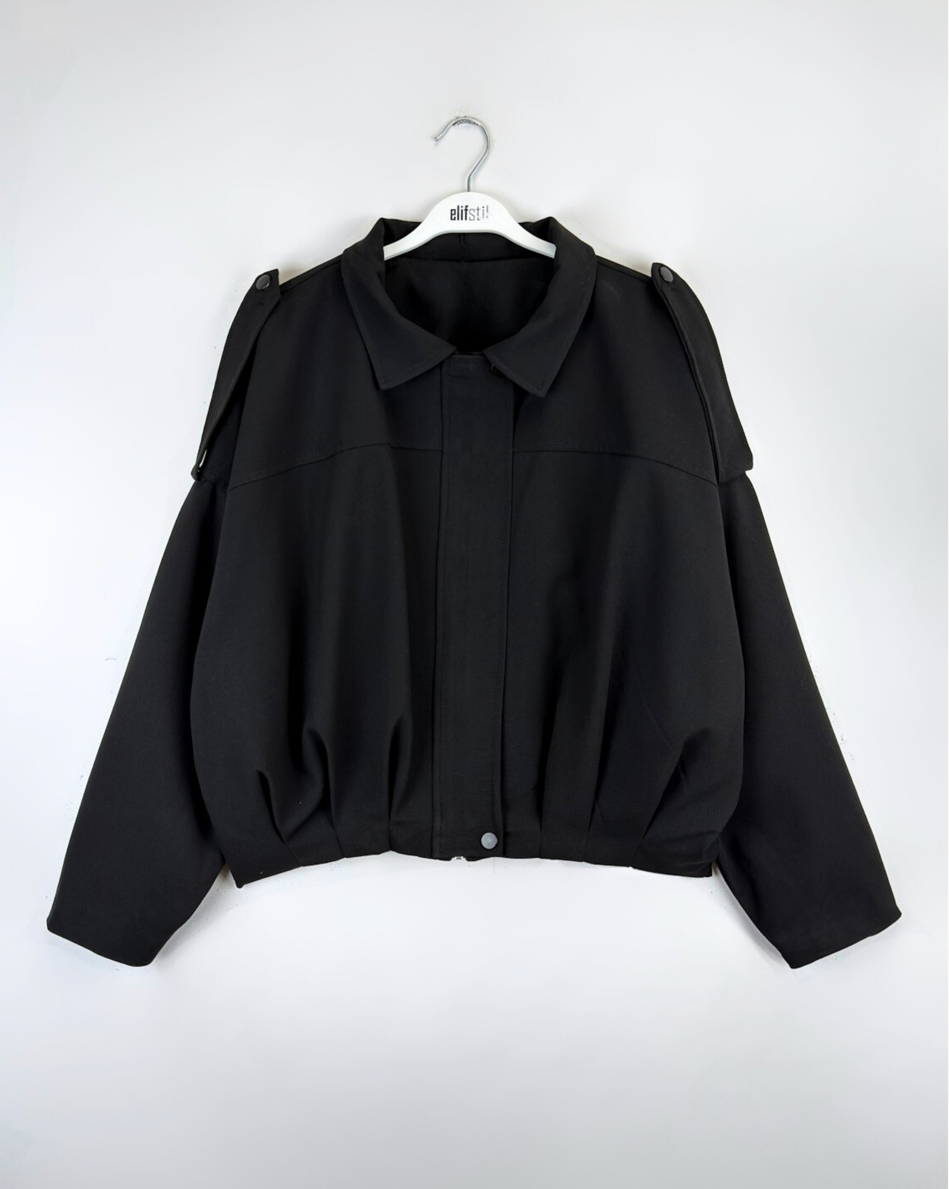 Fermuarlı Bomber ceket Siyah 