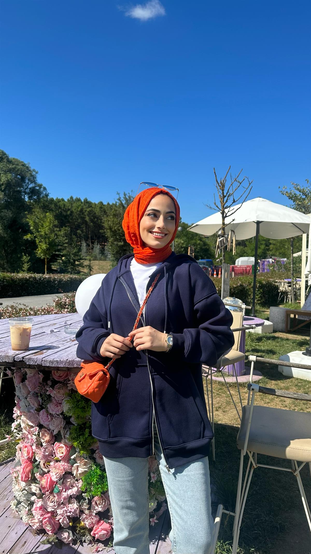 Fermuarlı Kapşonlu Hırka Lacivert