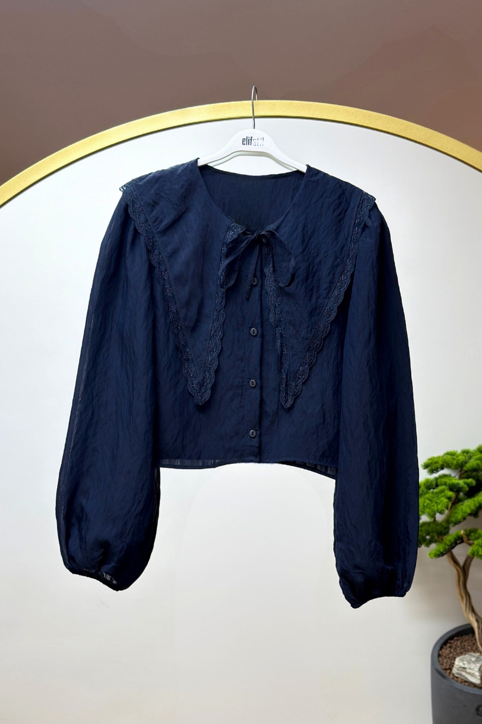 Fırfırlı Bluz Lacivert 