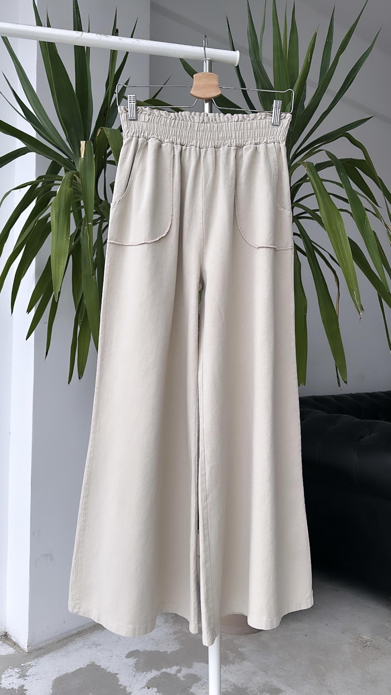 Gabardin Bol Pantolon Bej