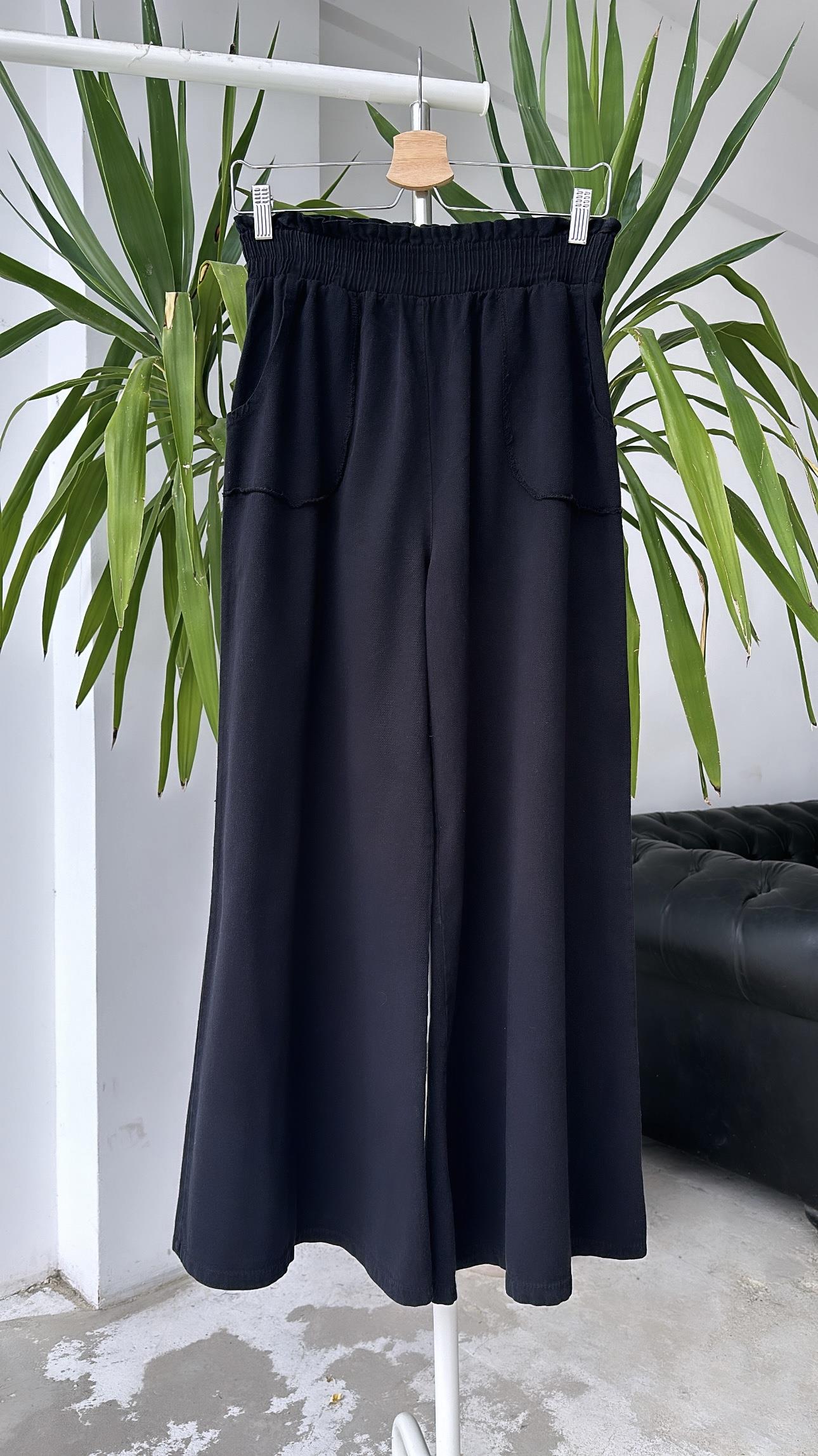 Gabardin Bol Pantolon Siyah 
