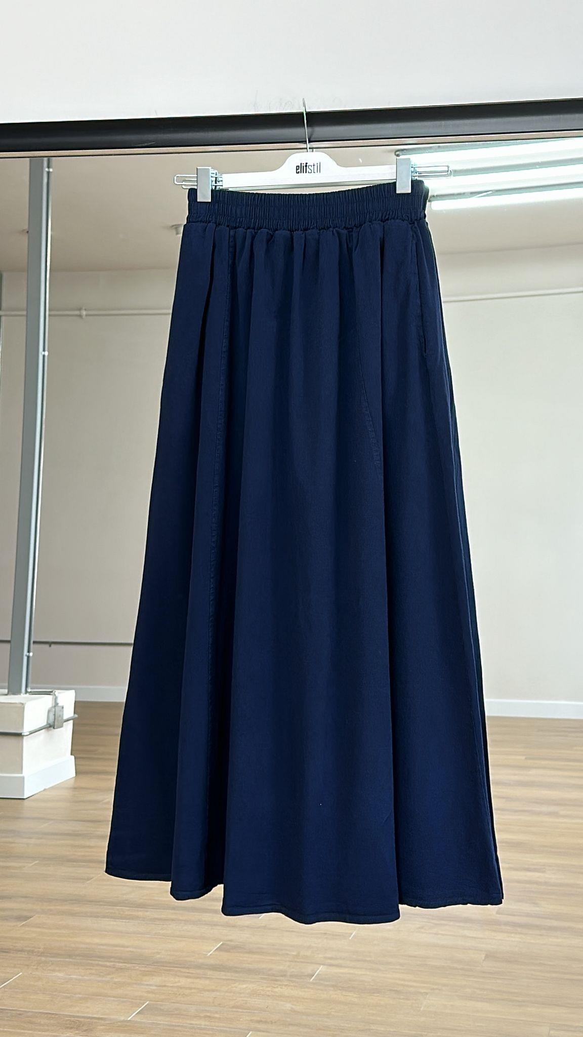 Gabardin Long Etek Lacivert 