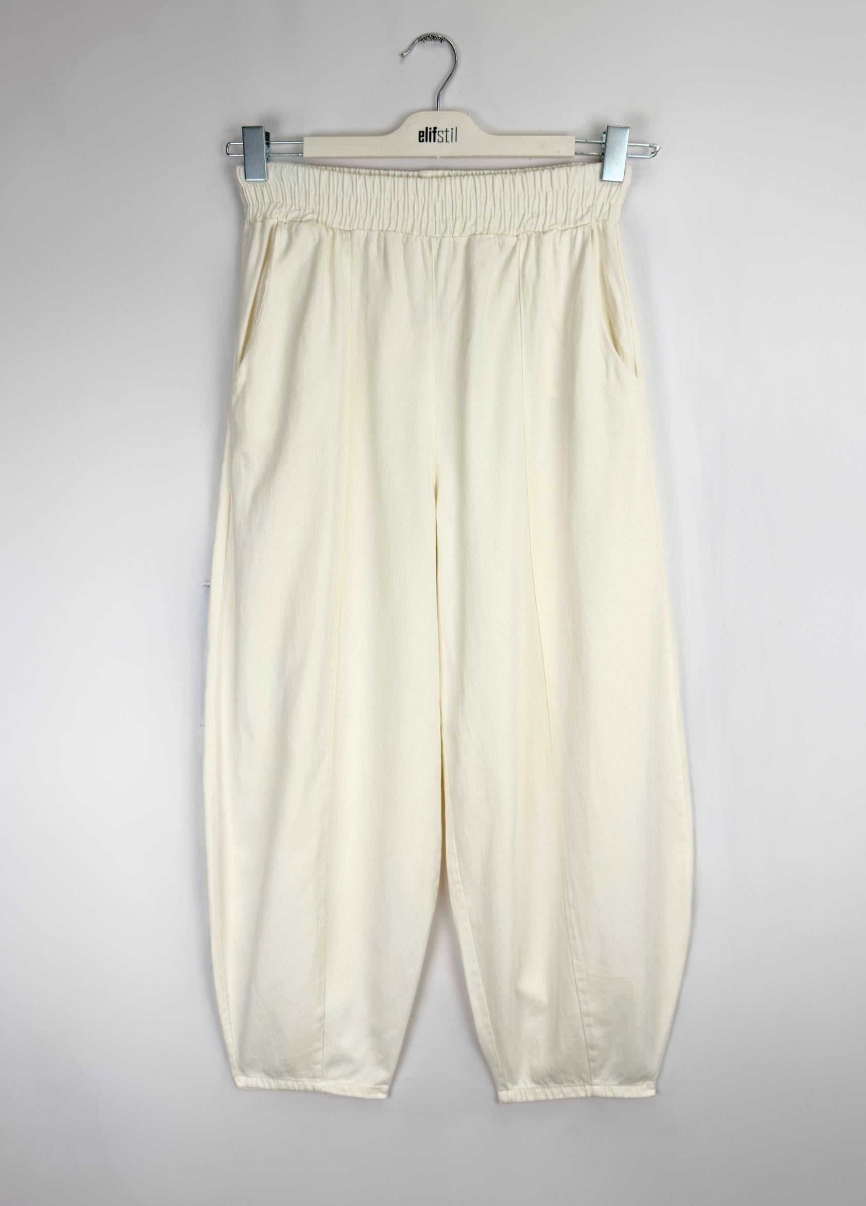 Gabardin Şalvar Pantolon Ekru 