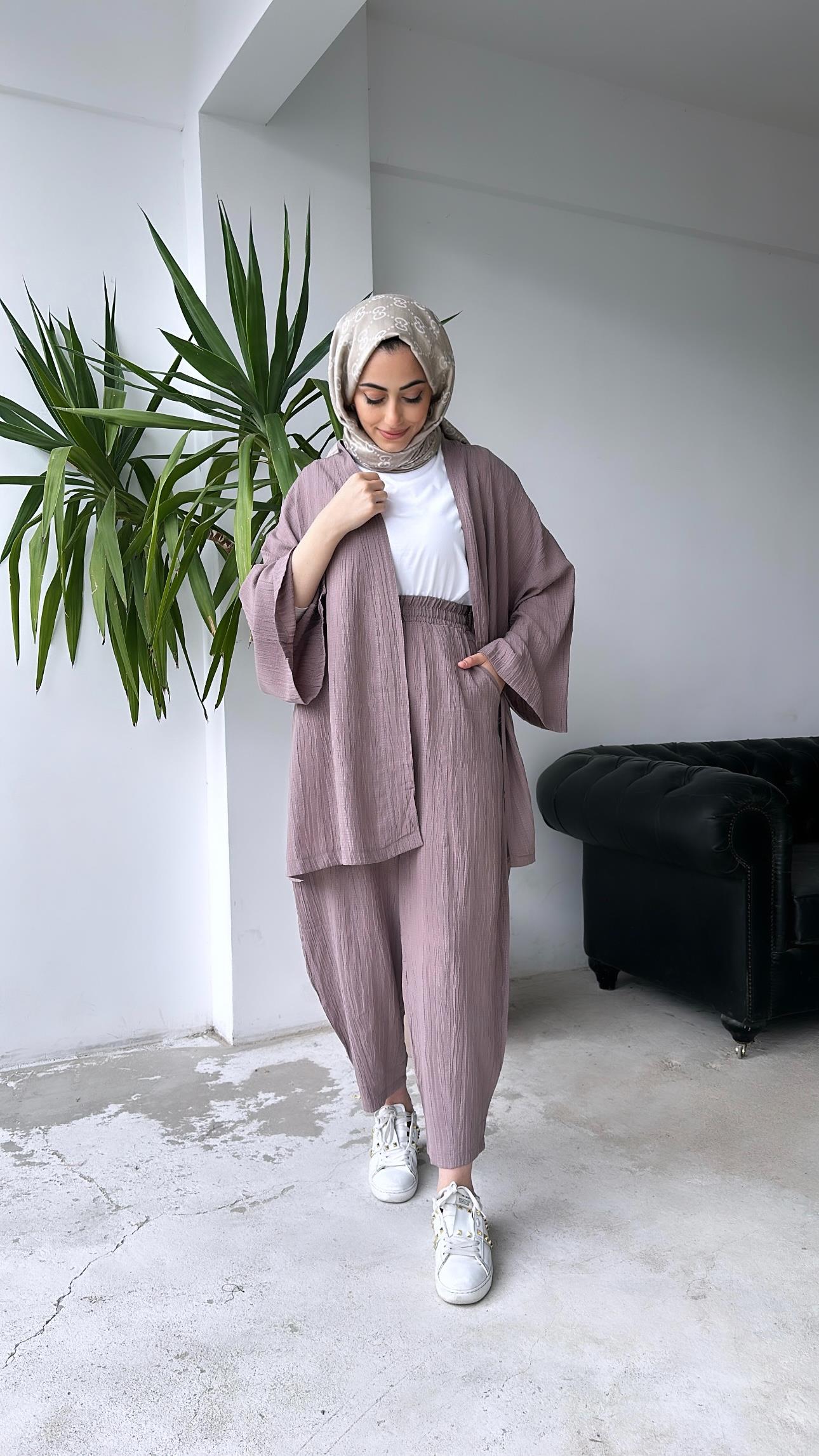Gofre Kimono Takım Vizon