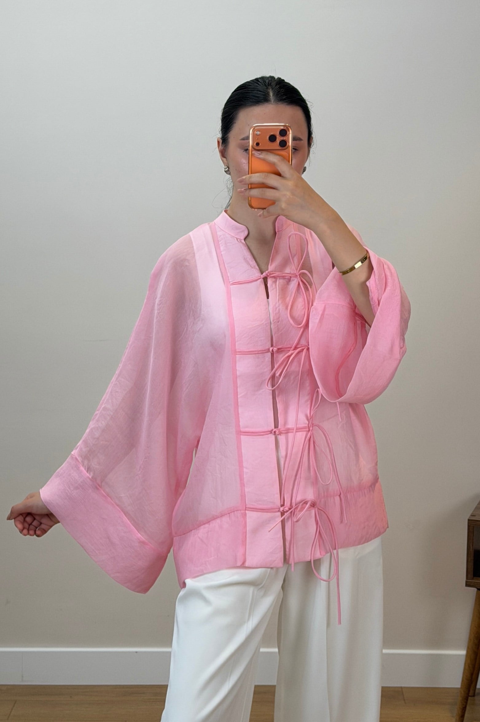 İp Bağcıklı Gömlek Pembe 