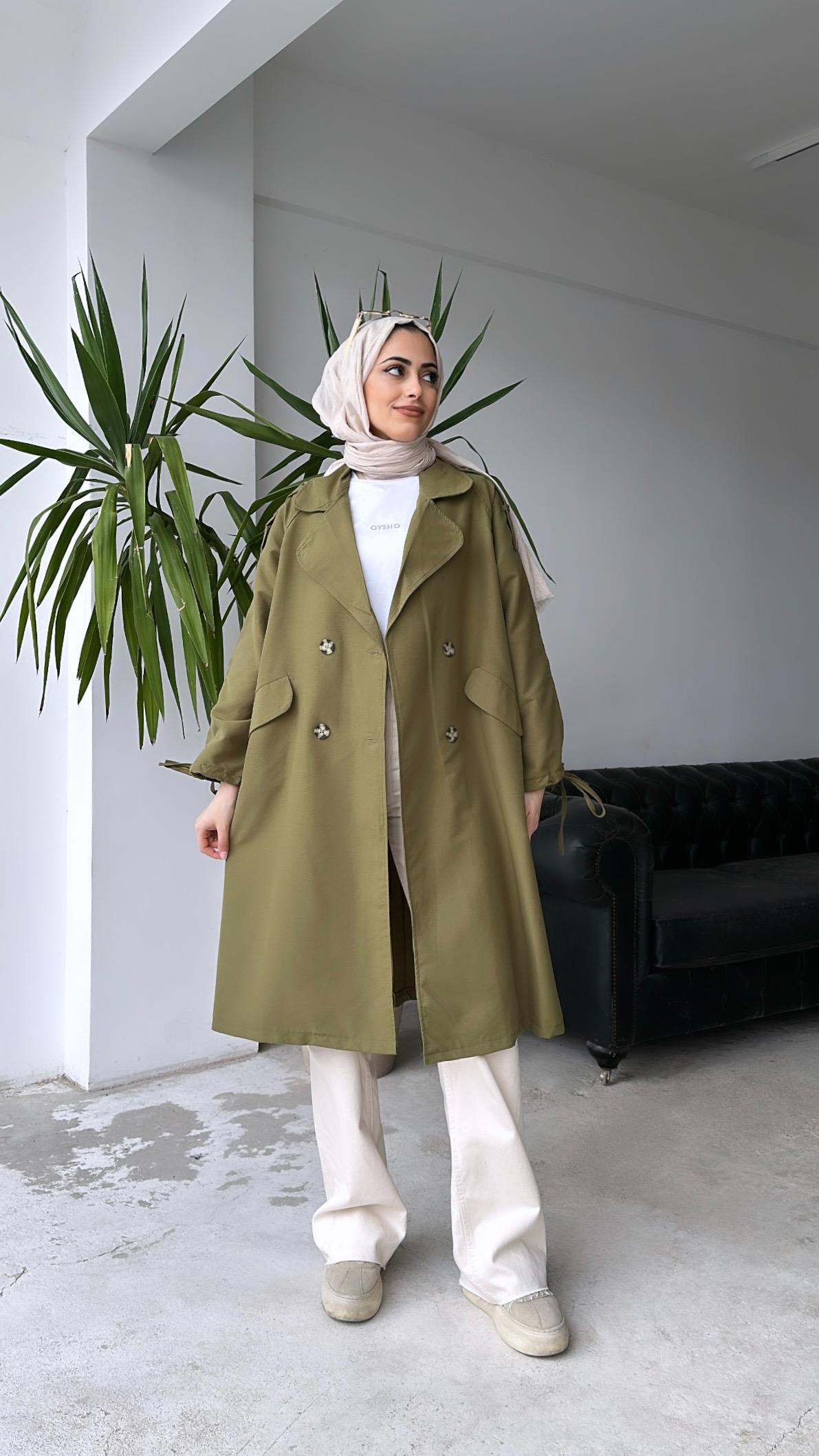 İp Detay Trenç Haki