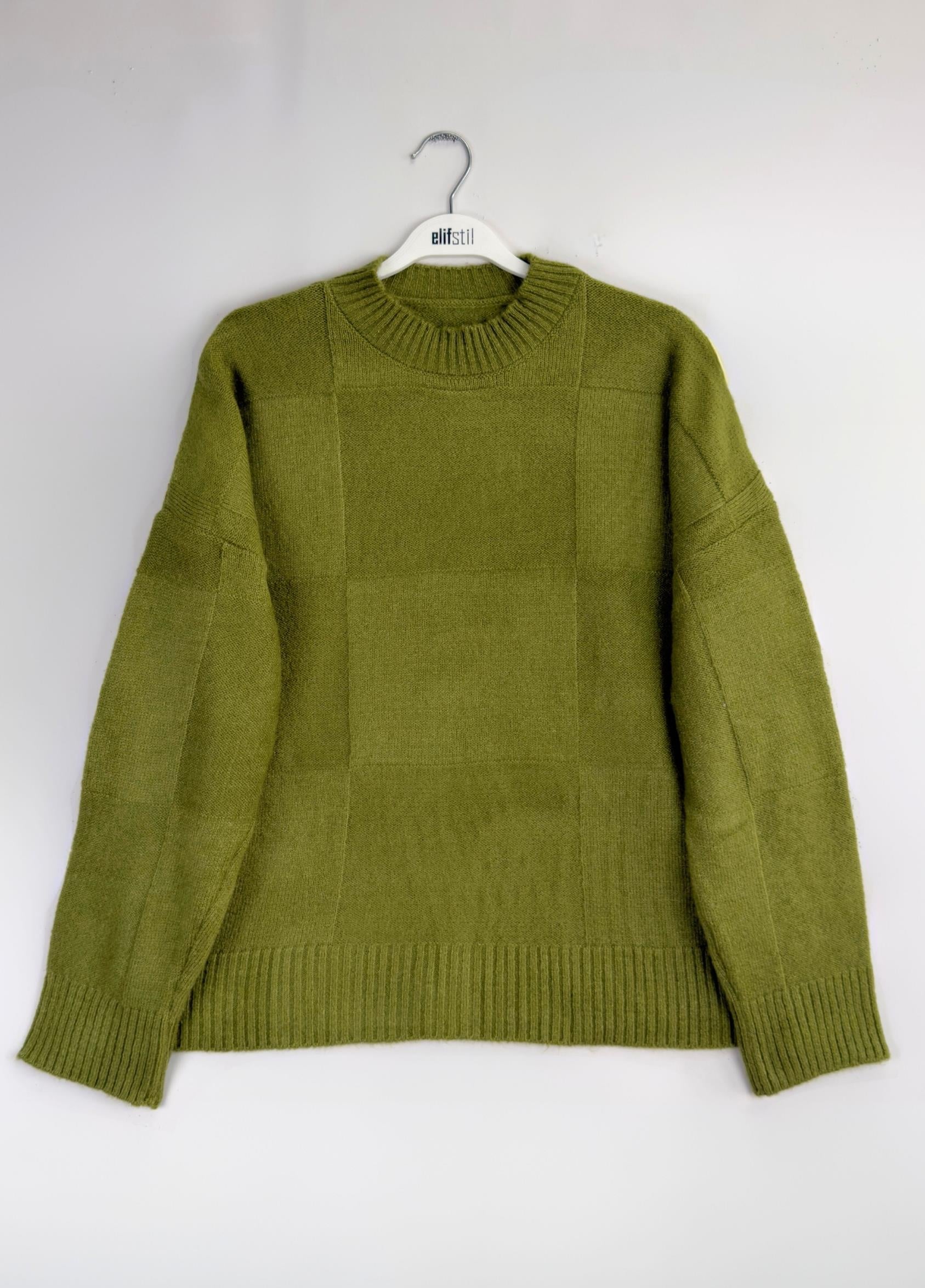 Kare desen Basıc Kazak  Yeşil 