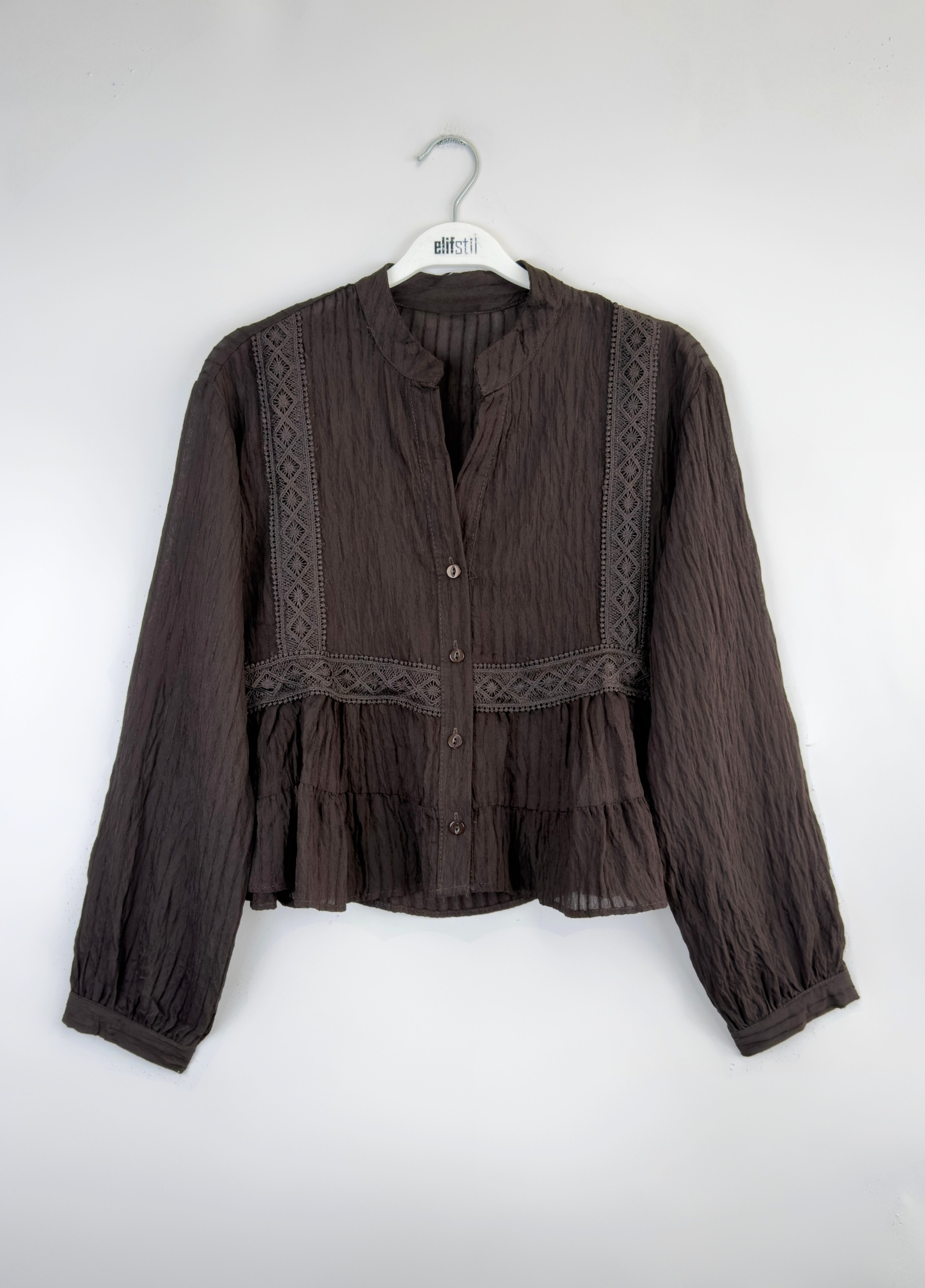 Karina Bebe Yaka Gömlek Kahve 