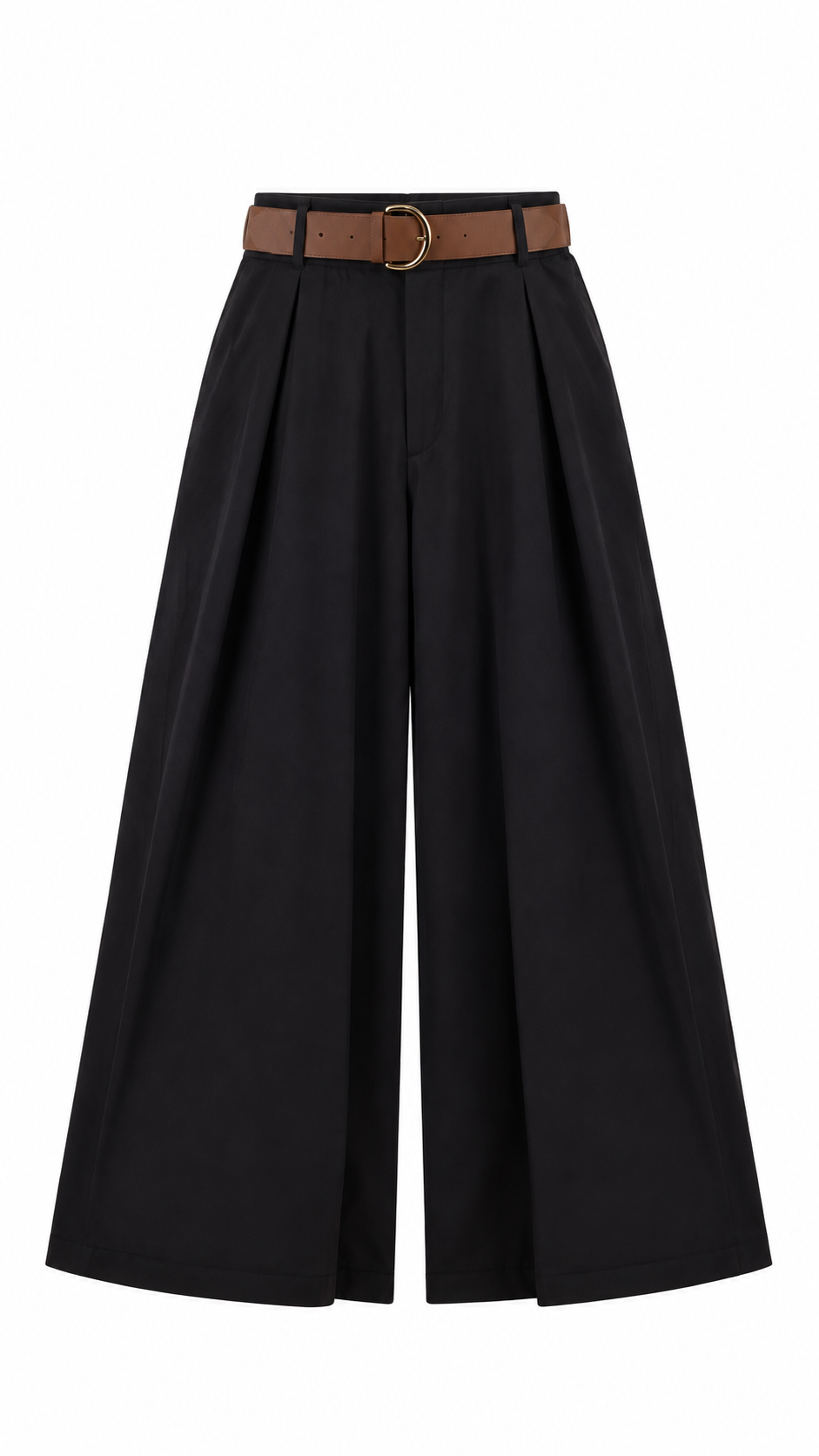 Kemerli Bol Paça Pantolon Siyah 
