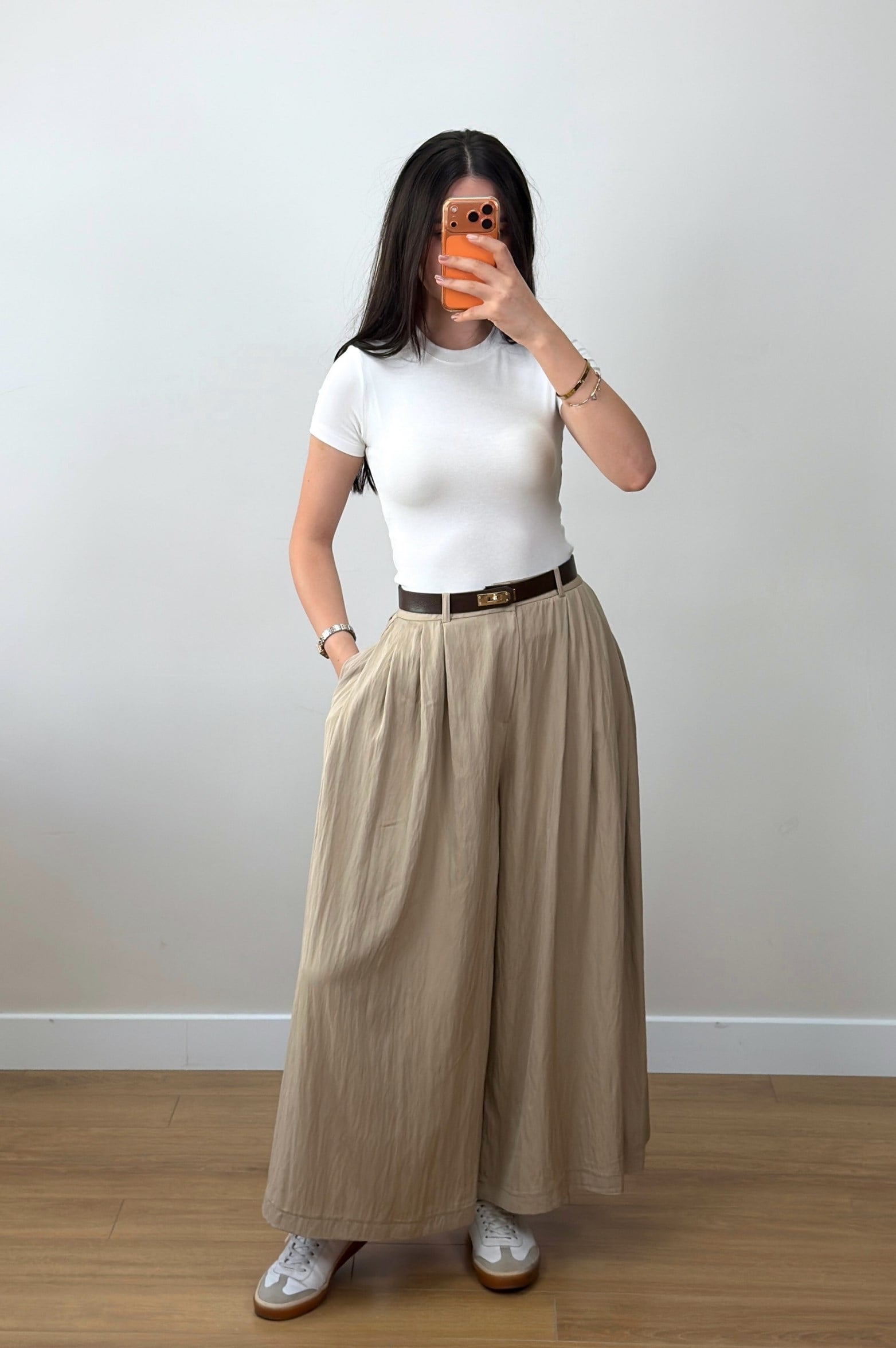 Kemerli Etek Pantolon Bej