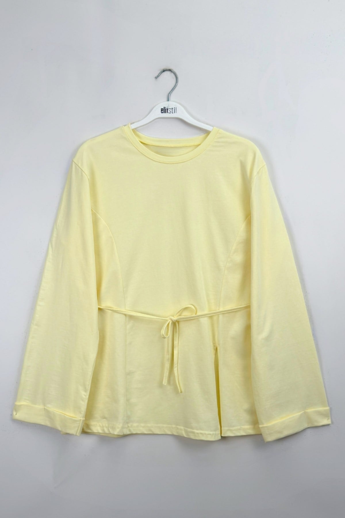 Kolu Katlı Basıc Sweat  Sarı 