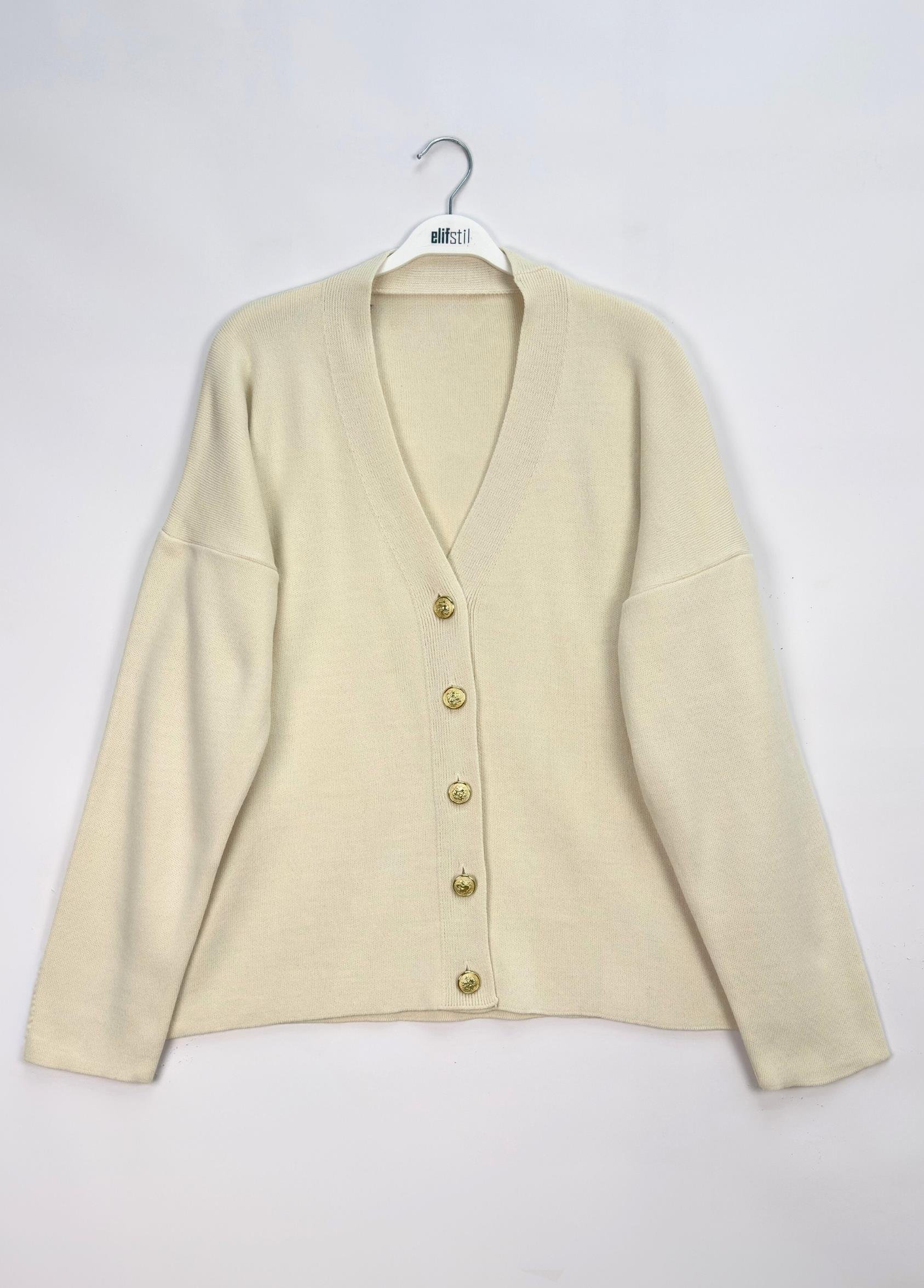 Liya Düğmeli Hırka Bej