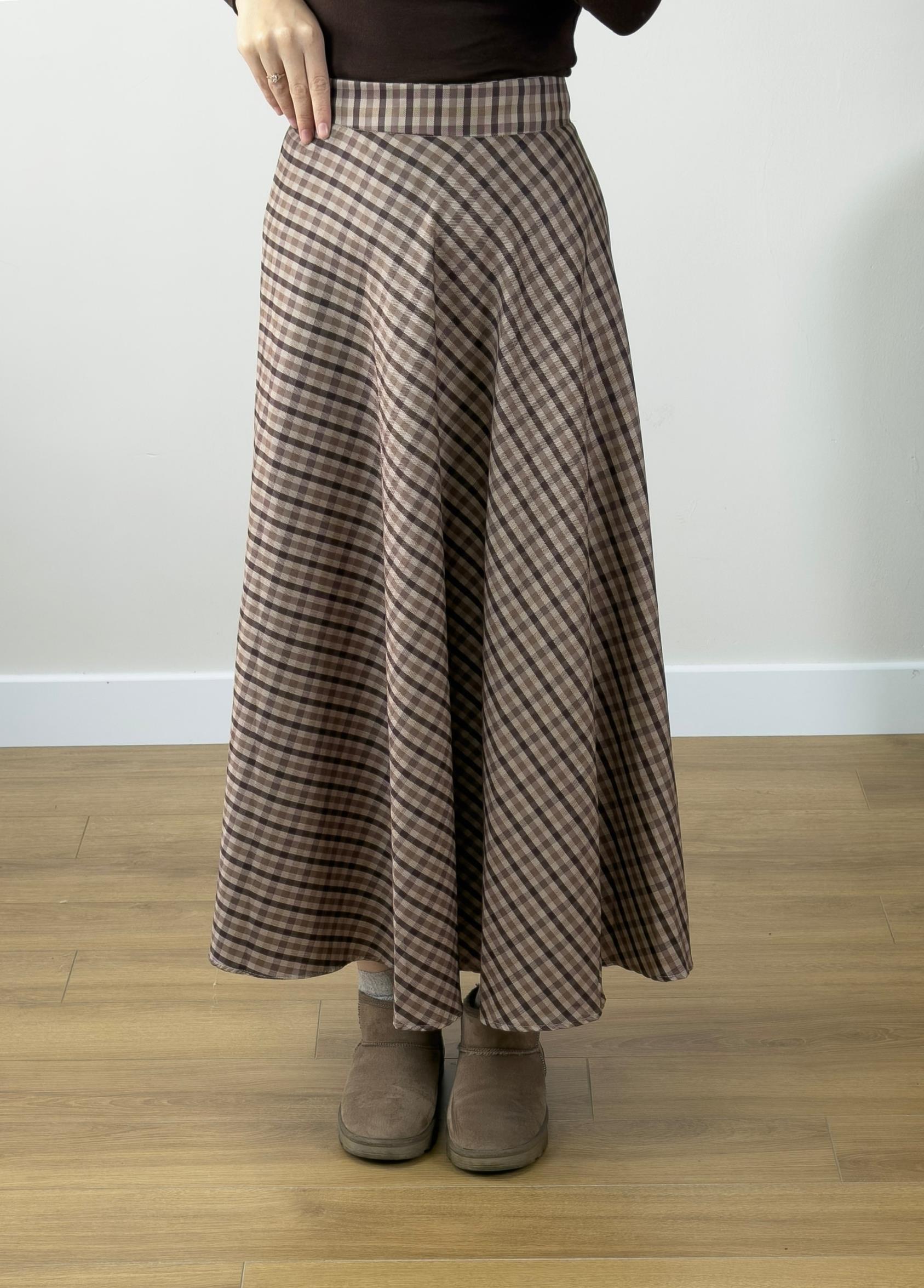 Lora Ekose Etek Kahve 