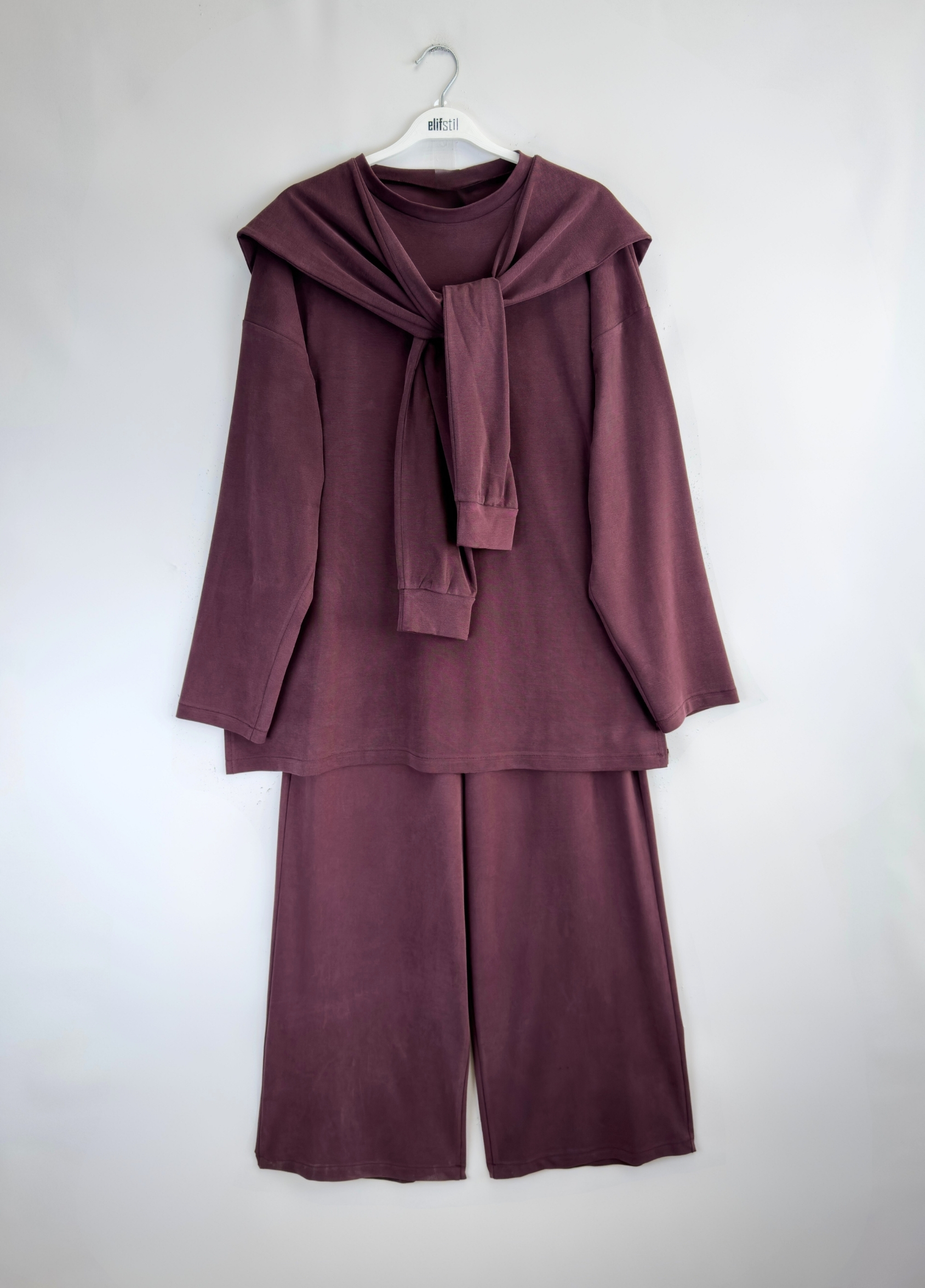 Modal Şallı Takım Bordo 