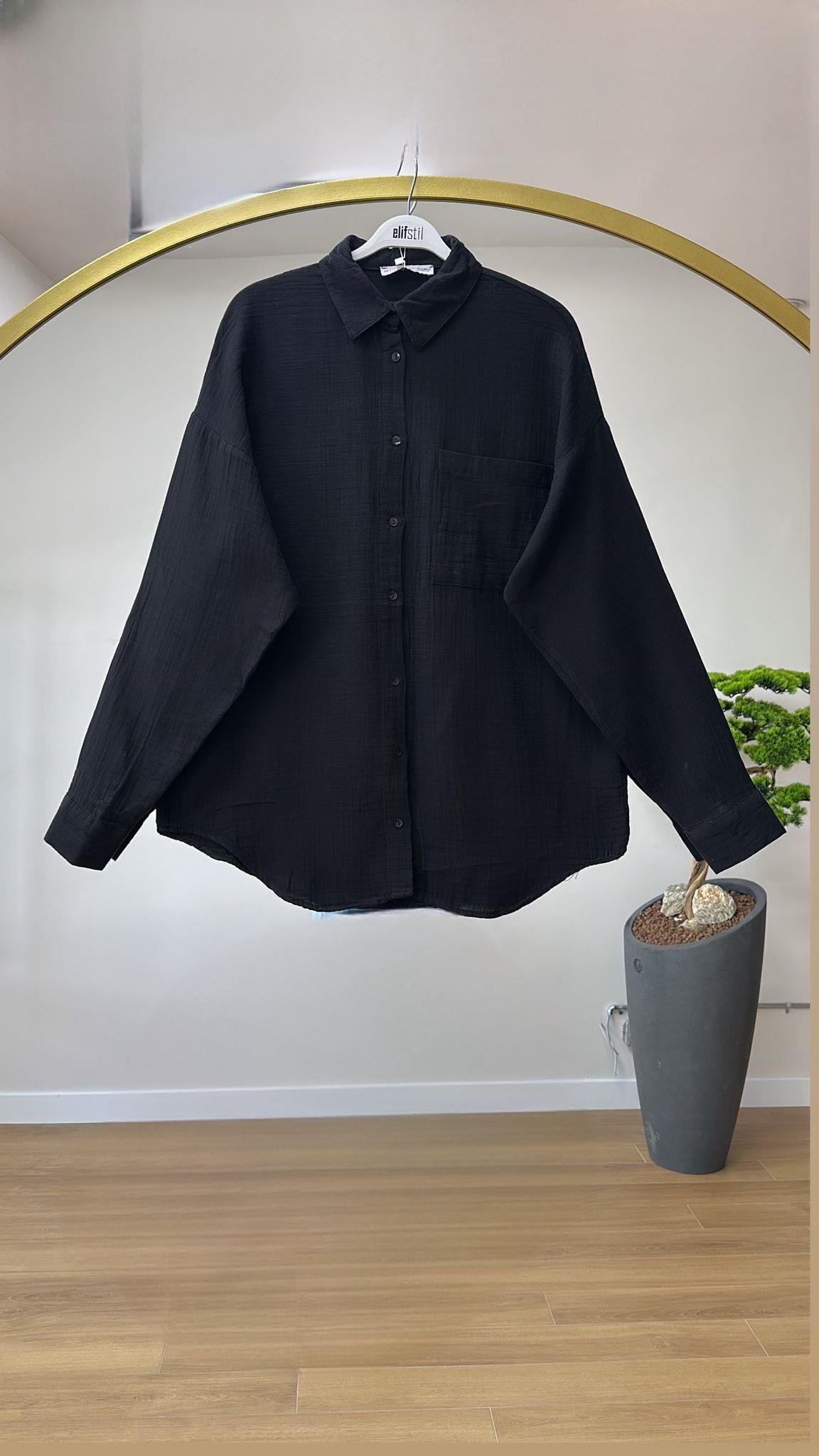 Müslin Kumaş Gömlek Siyah