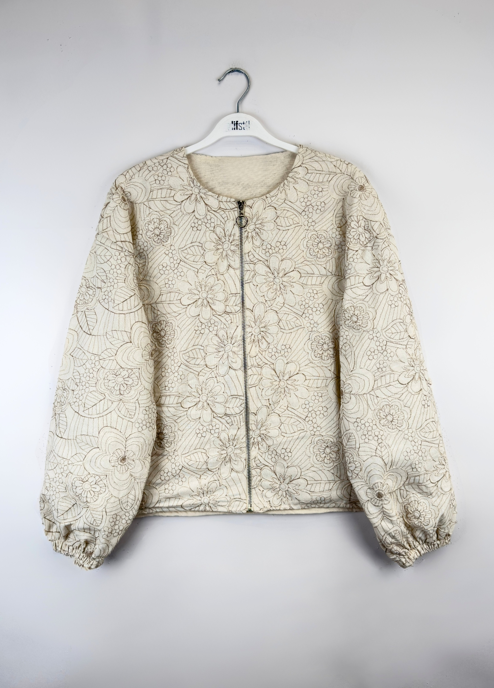 Nakışlı Bomber Ceket Bej 