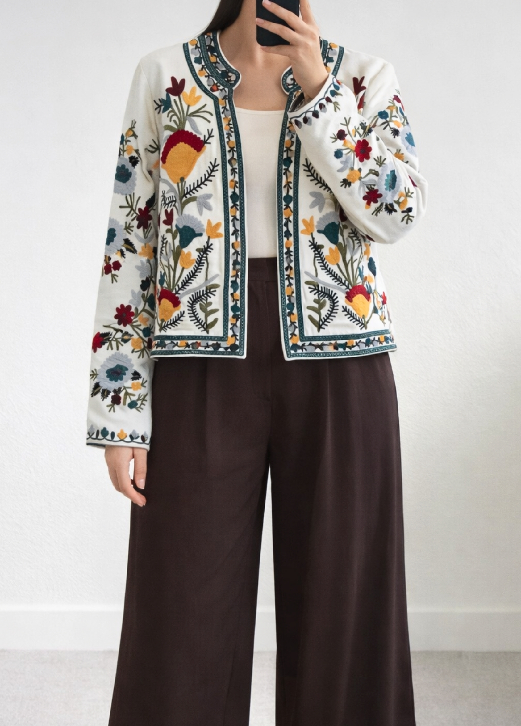 Nakışlı Ceket Ekru 