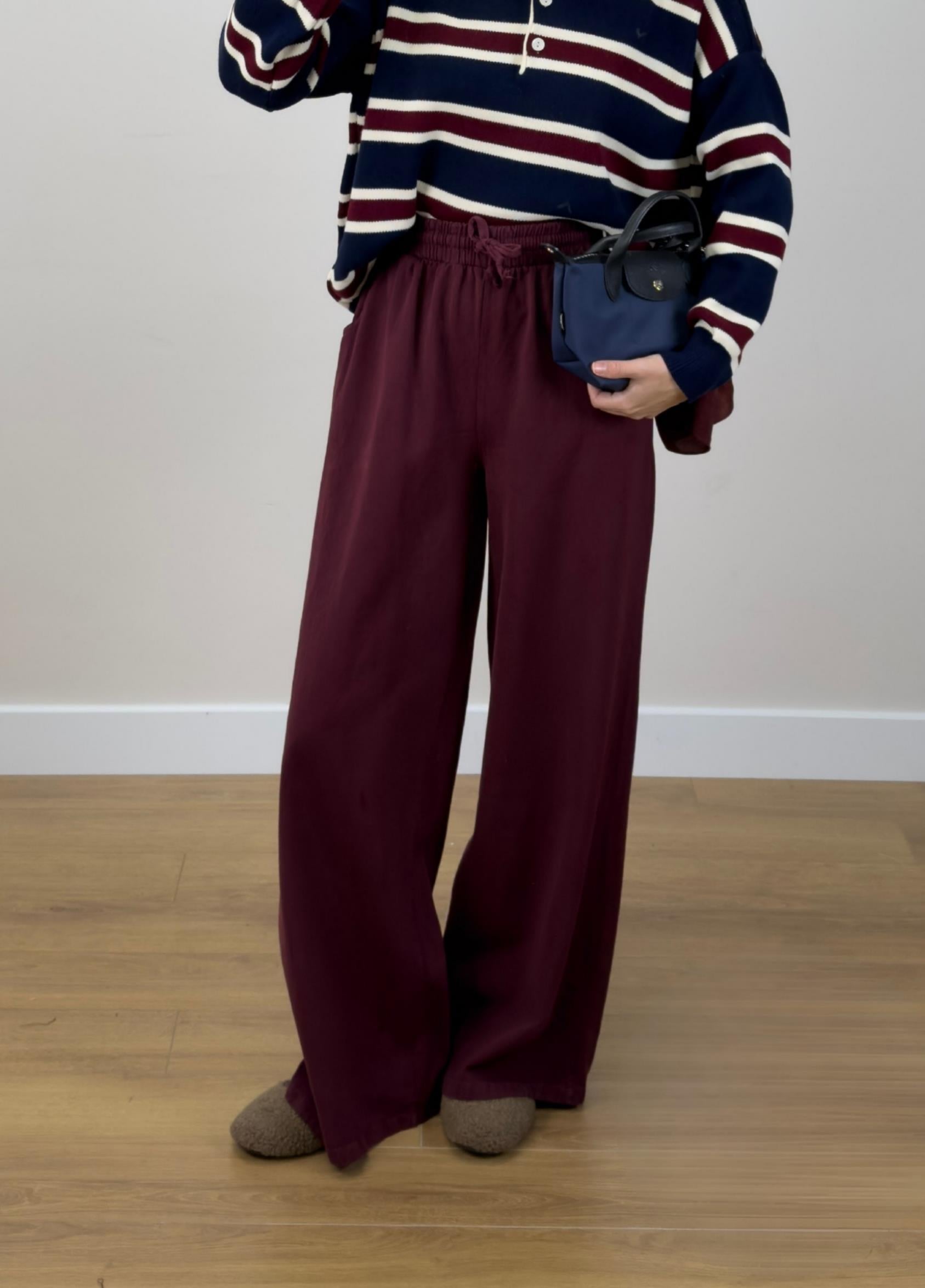 Narda Gabardin Bol Pantolon Bordo  