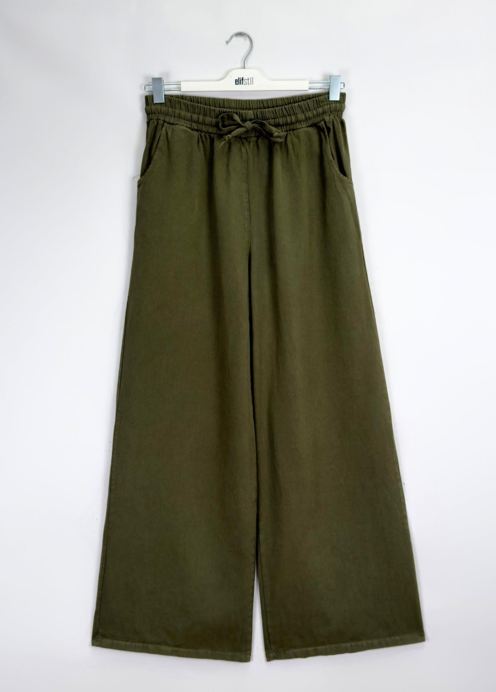 Narda Gabardin Bol Pantolon Haki 