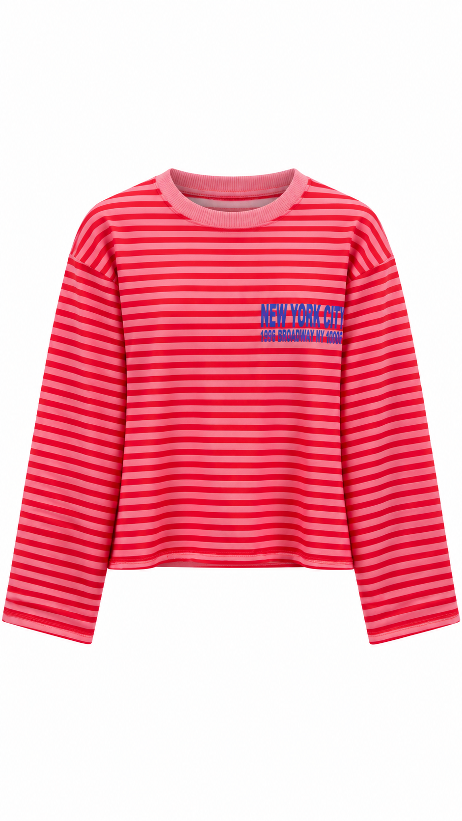 New York City Çizgili Sweat Kırmızı
