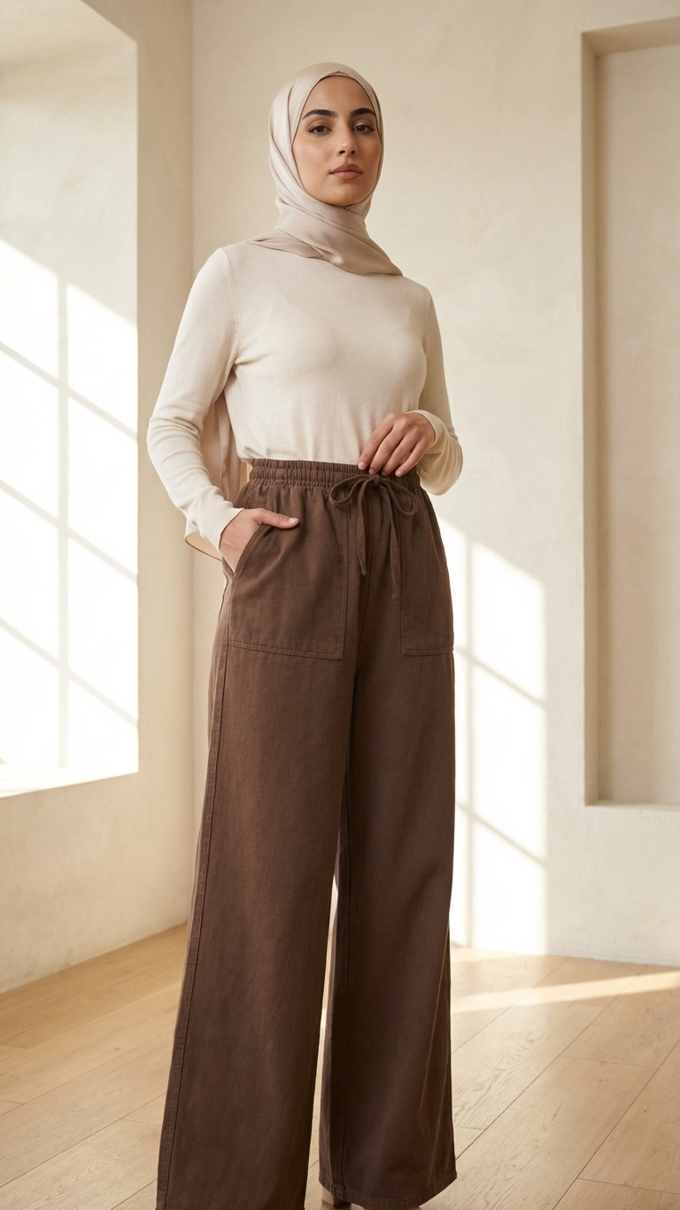 Noya Gabardin Pantolon Kahve 