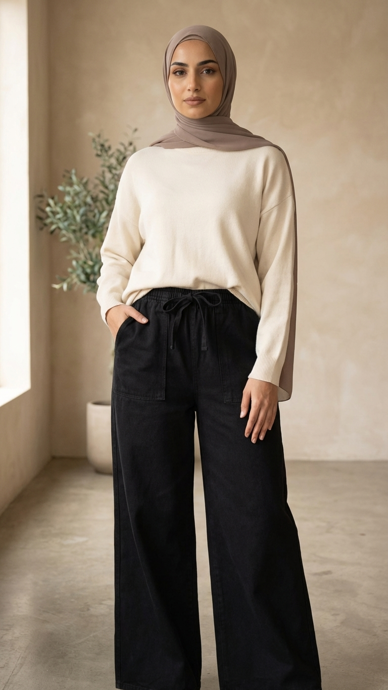 Noya Gabardin Pantolon Siyah 