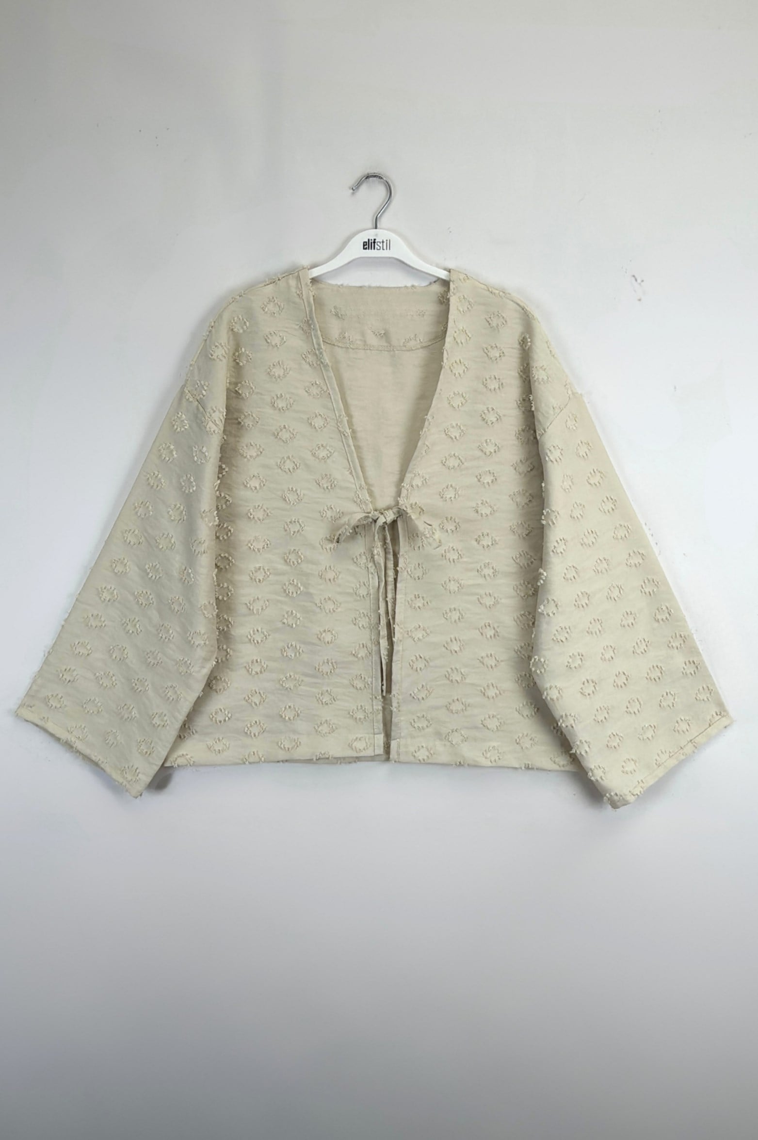 Önü Bağlamalı Kimono Bej 