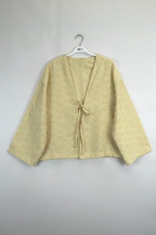 Önü Bağlamalı Kimono Sarı 