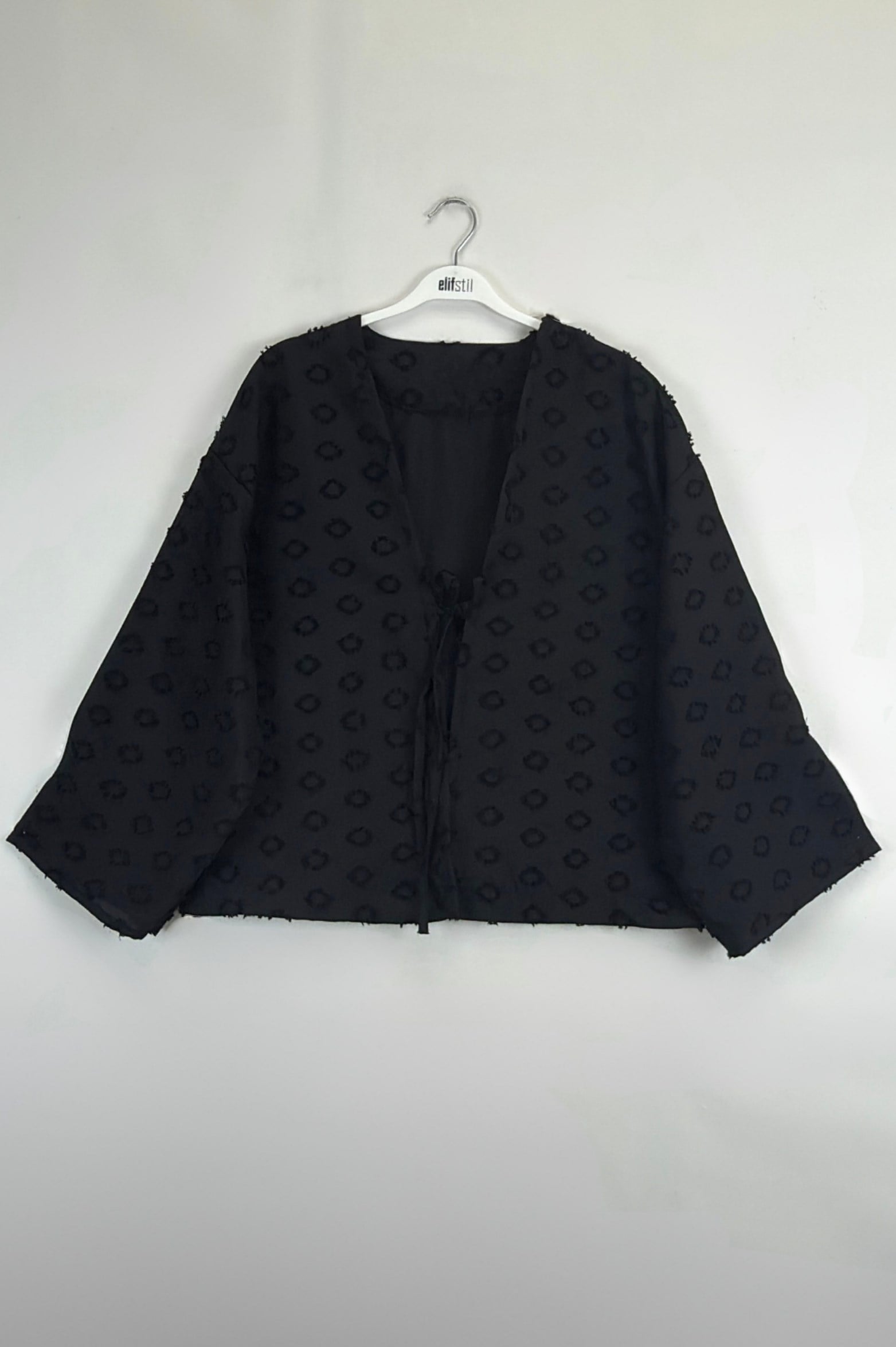 Önü Bağlamalı Kimono Siyah 