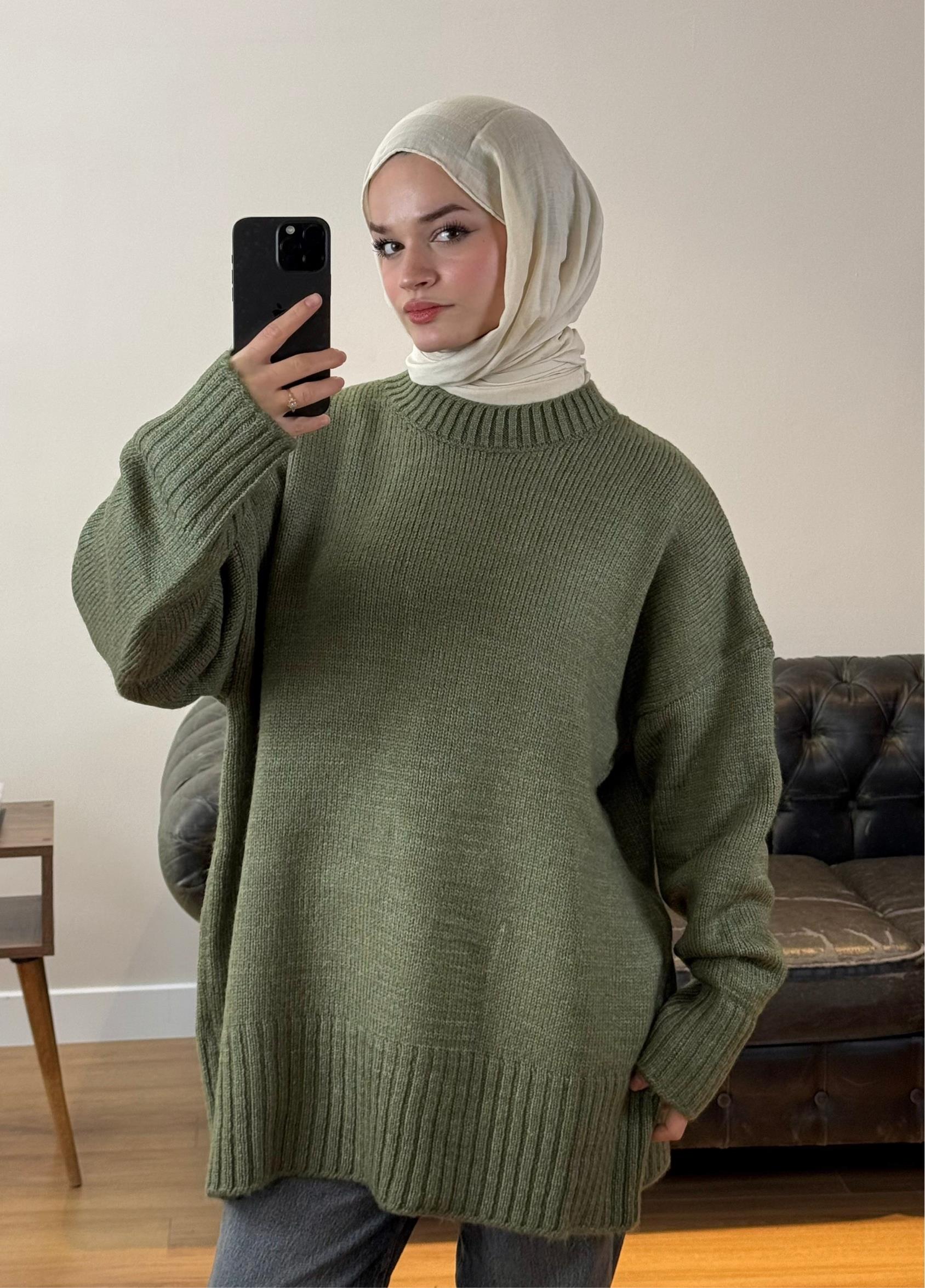 Oversize Kazak Mint Yeşili